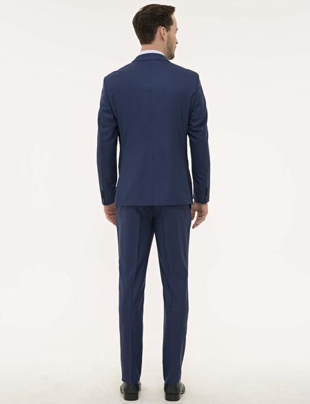 İndigo Mavi Slim Fit Takım Elbise - 50229846074