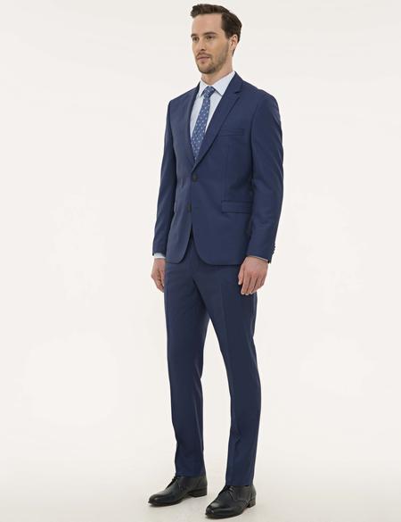 İndigo Mavi Slim Fit Takım Elbise - 50229846074
