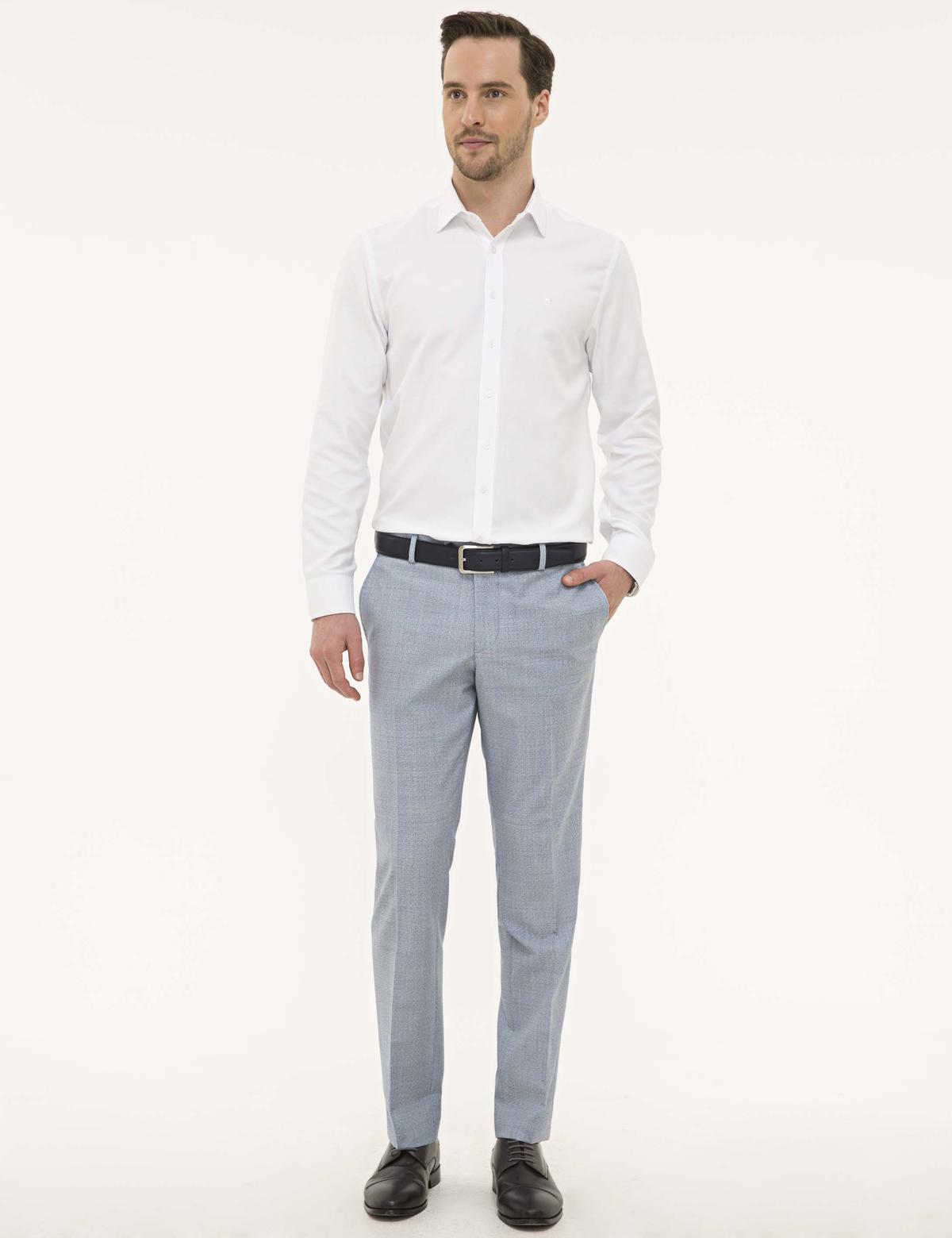 Beyaz Slim Fit Armürlü Gömlek - 50227370008