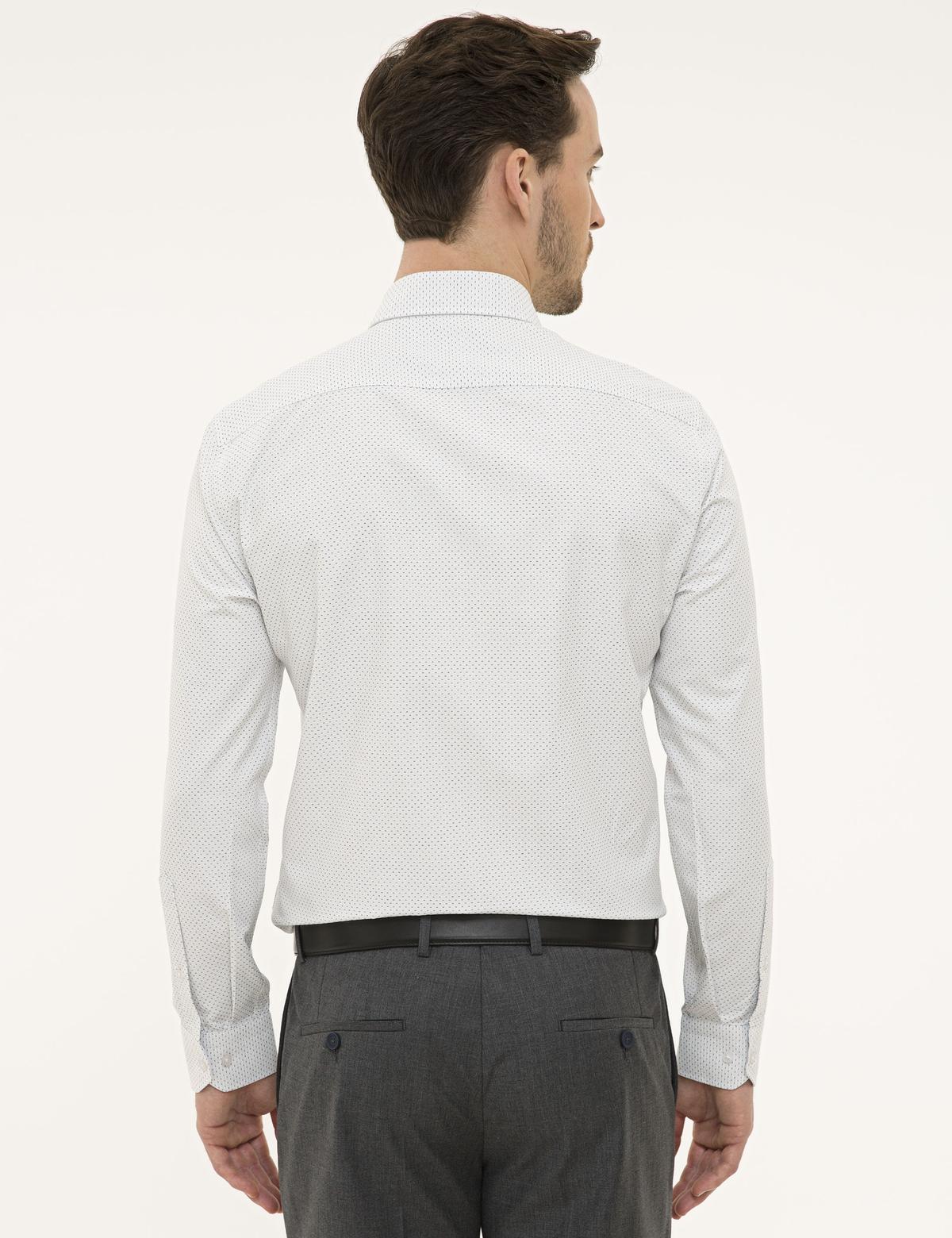 Siyah Detaylı Beyaz Slim Fit Gömlek - 50227491018