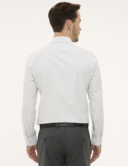 Siyah Detaylı Beyaz Slim Fit Gömlek - 50227491018