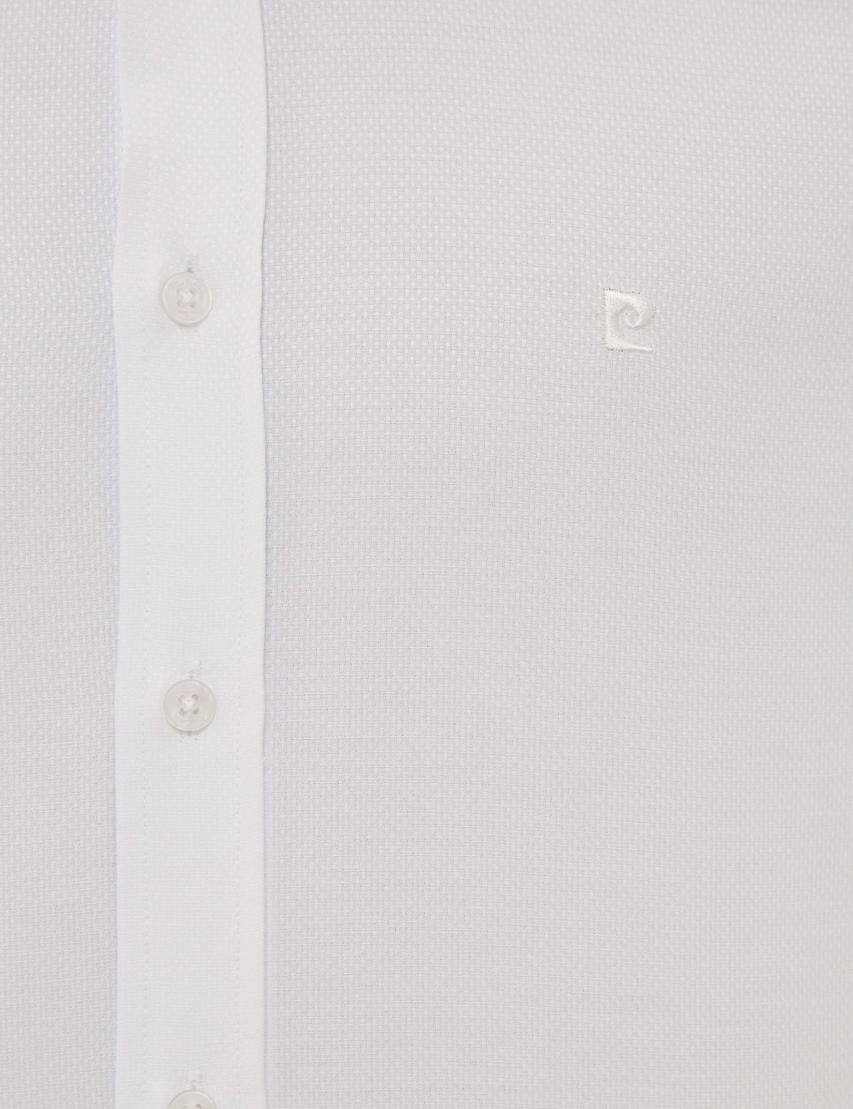 Beyaz Slim Fit Armürlü Gömlek