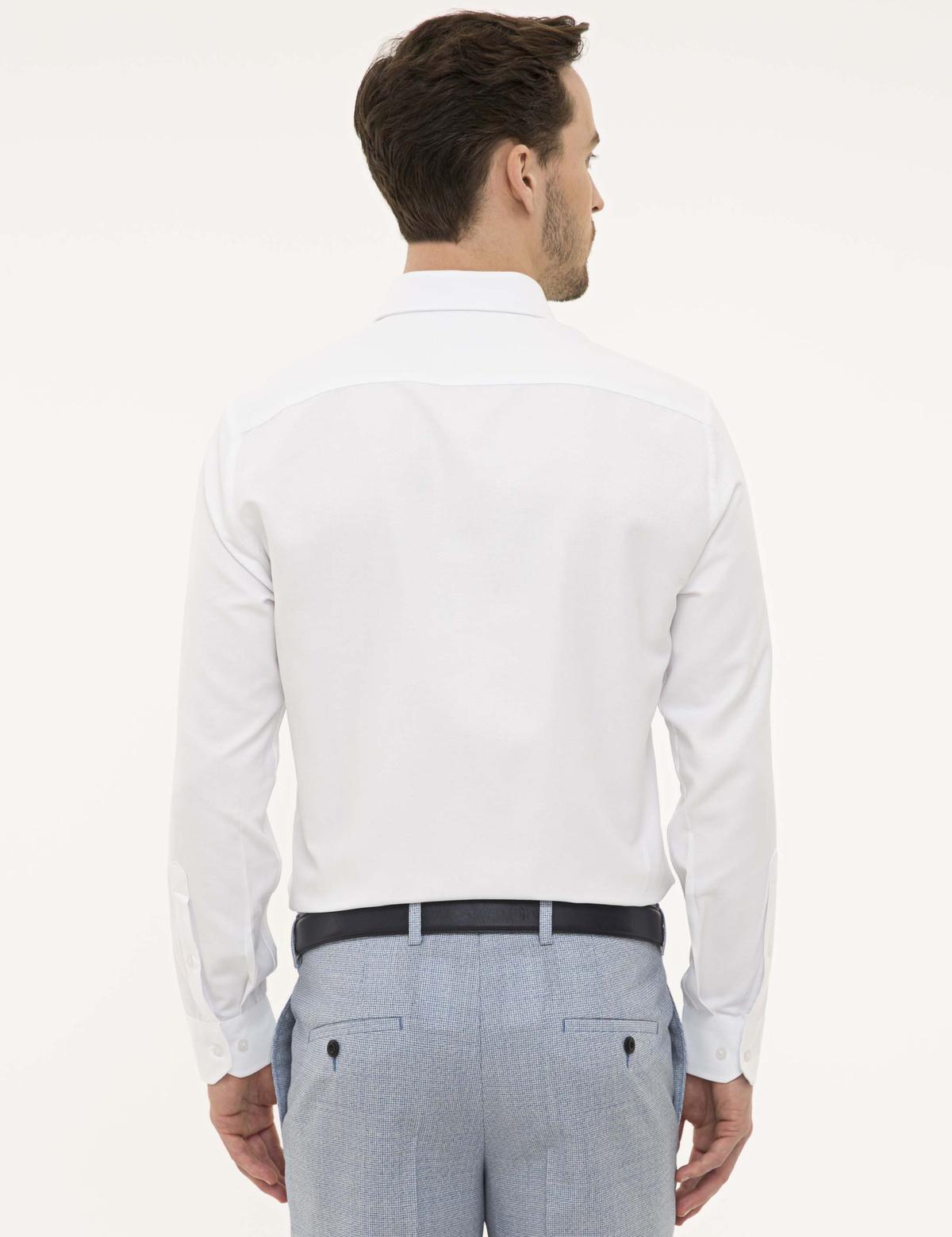 Beyaz Slim Fit Armürlü Gömlek - 50227370008