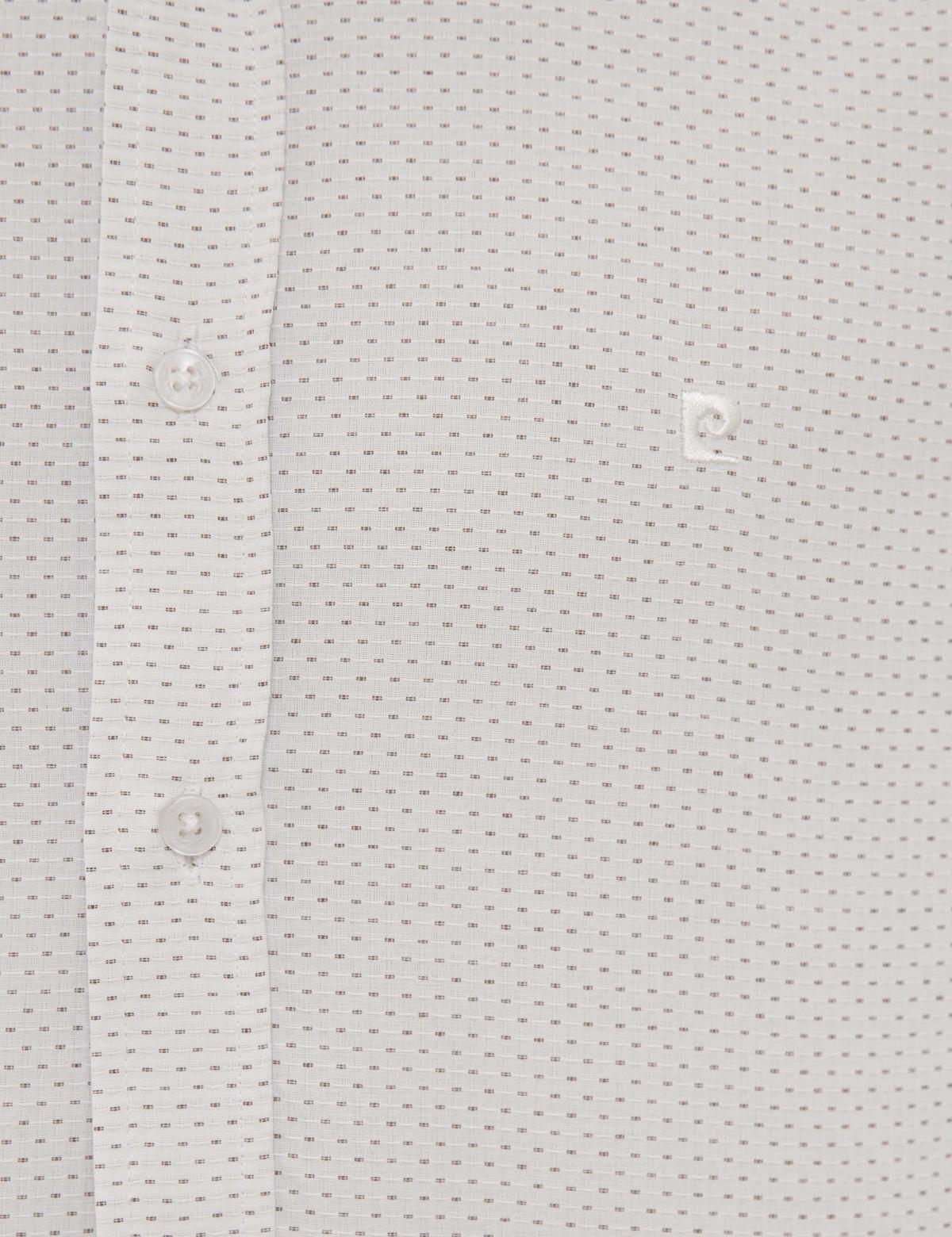 Kahverengi Detaylı Beyaz Slim Fit Gömlek - 50227491023