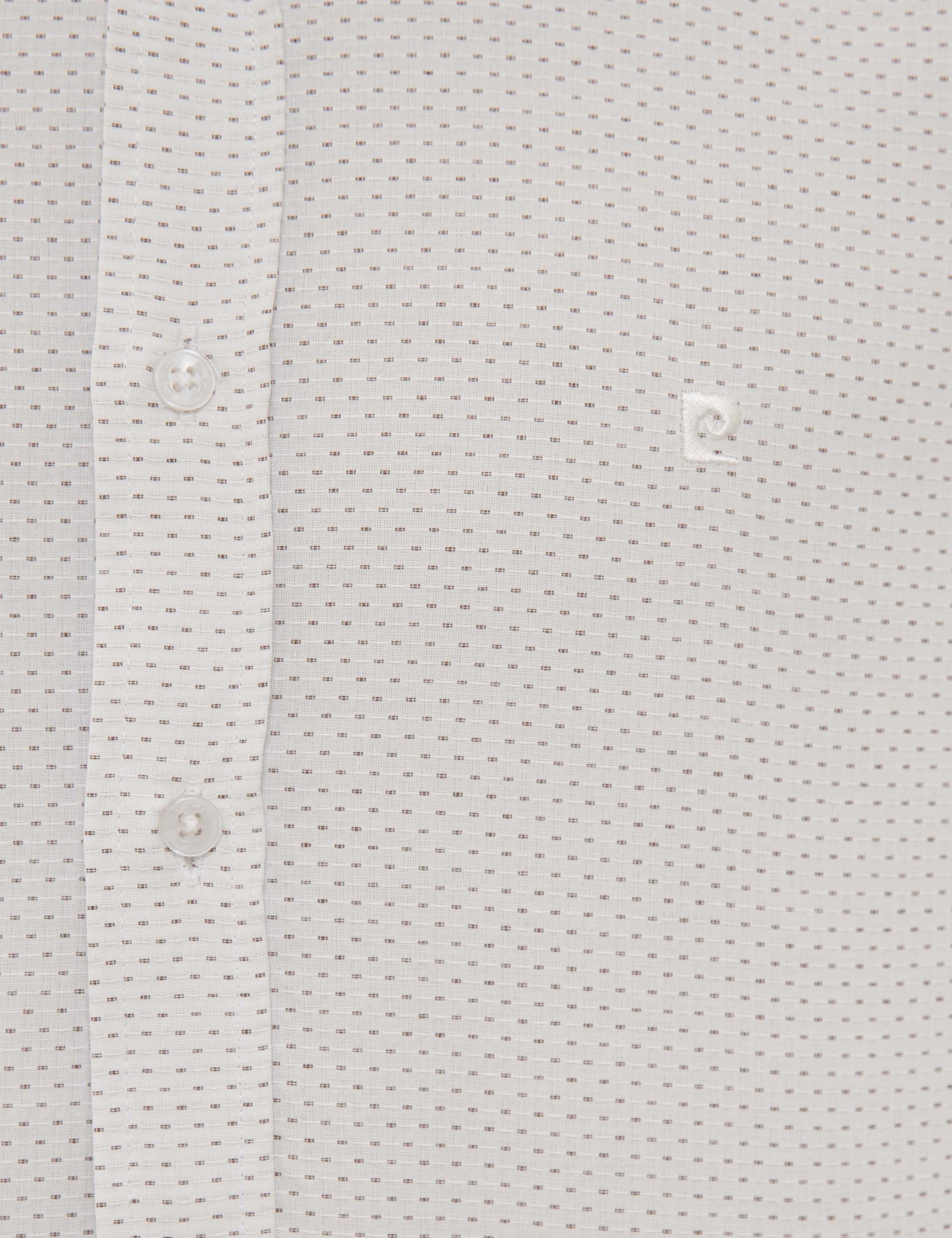 Kahverengi Detaylı Beyaz Slim Fit Gömlek