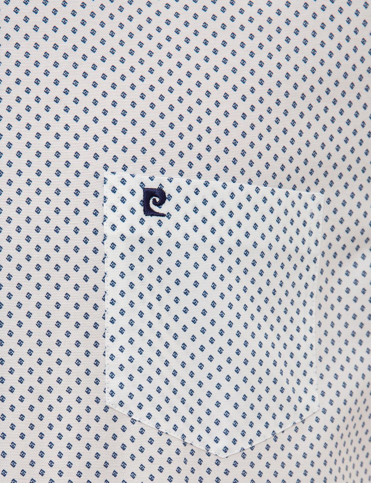 Mavi Detaylı Beyaz Regular Fit Kısa Kollu Gömlek - 50224381013