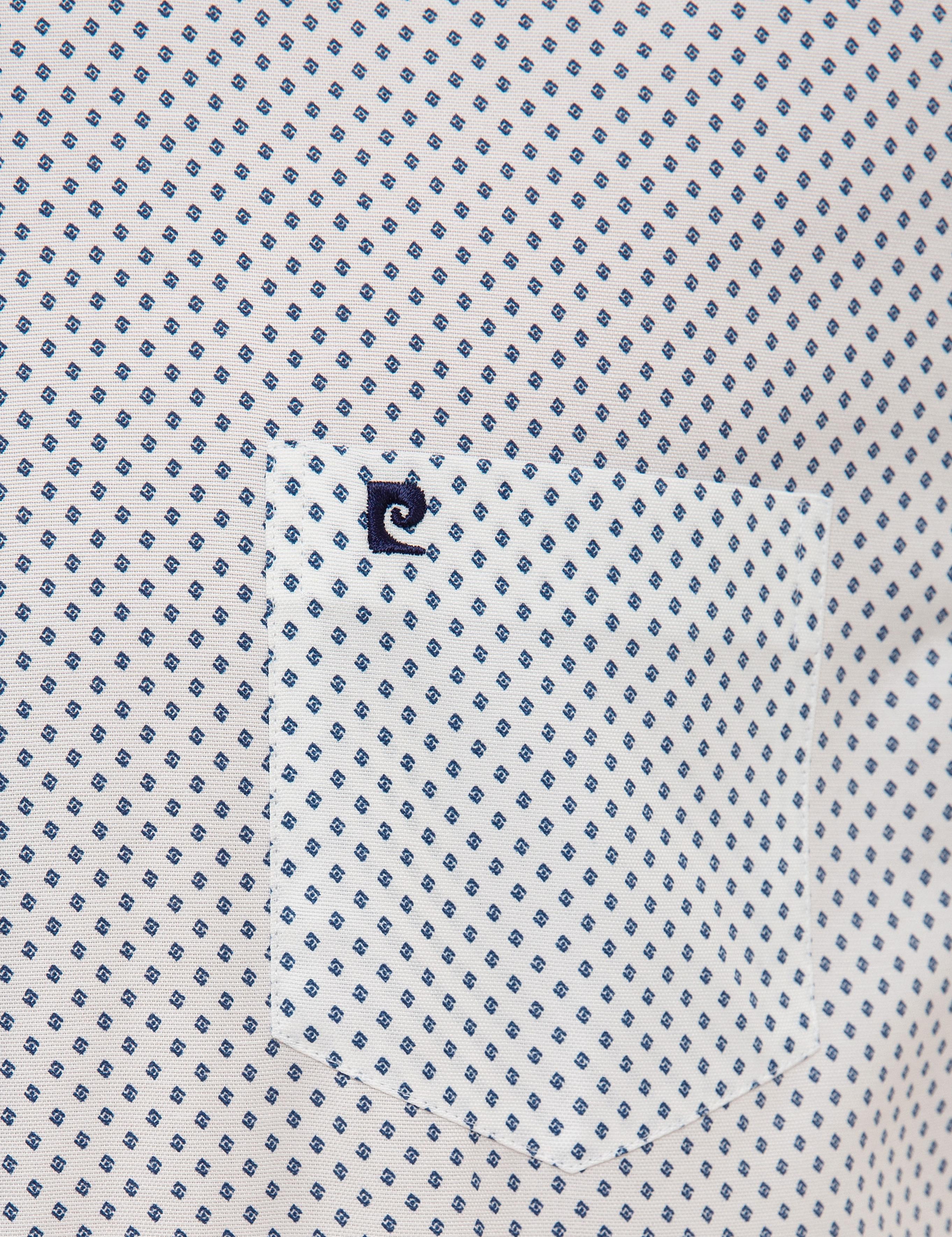 Mavi Detaylı Beyaz Regular Fit Kısa Kollu Gömlek