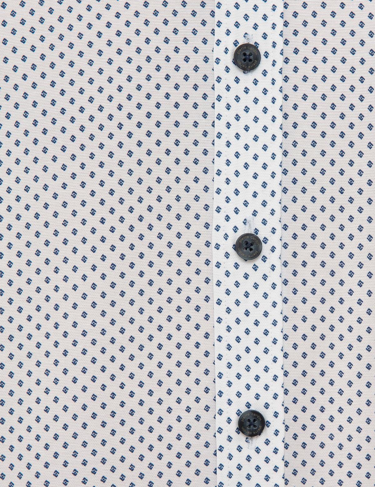 Mavi Detaylı Beyaz Regular Fit Kısa Kollu Gömlek - 50224381013