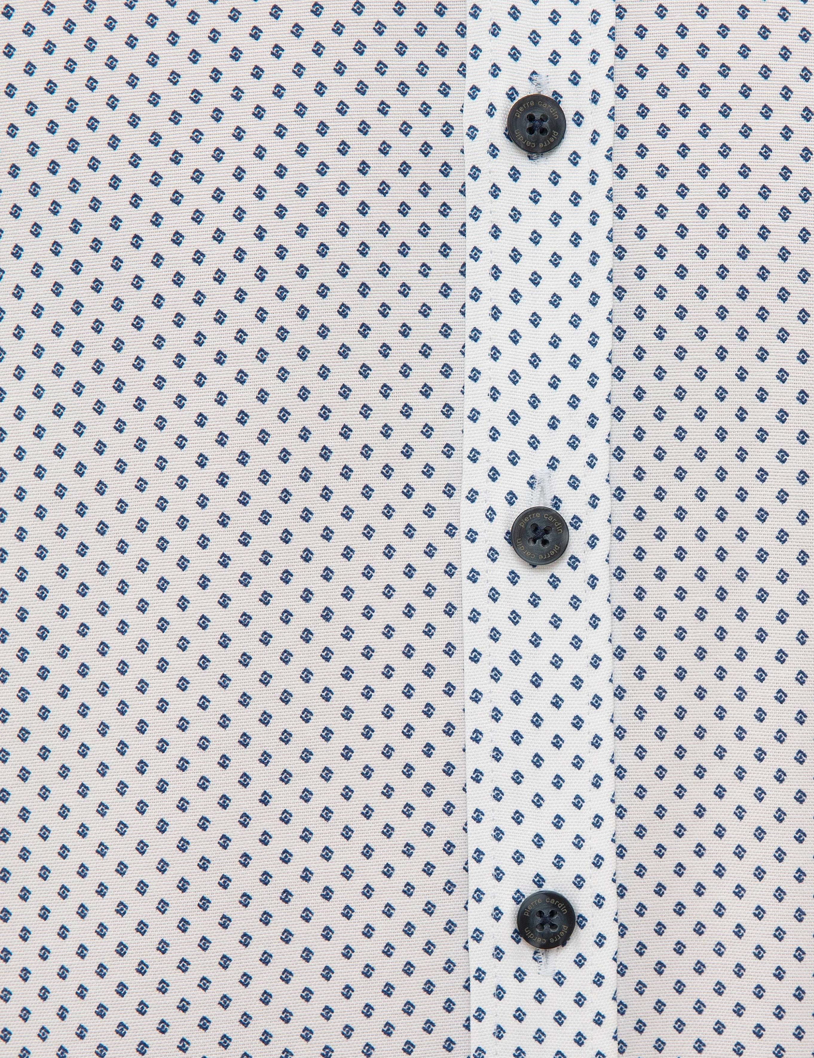 Mavi Detaylı Beyaz Regular Fit Kısa Kollu Gömlek