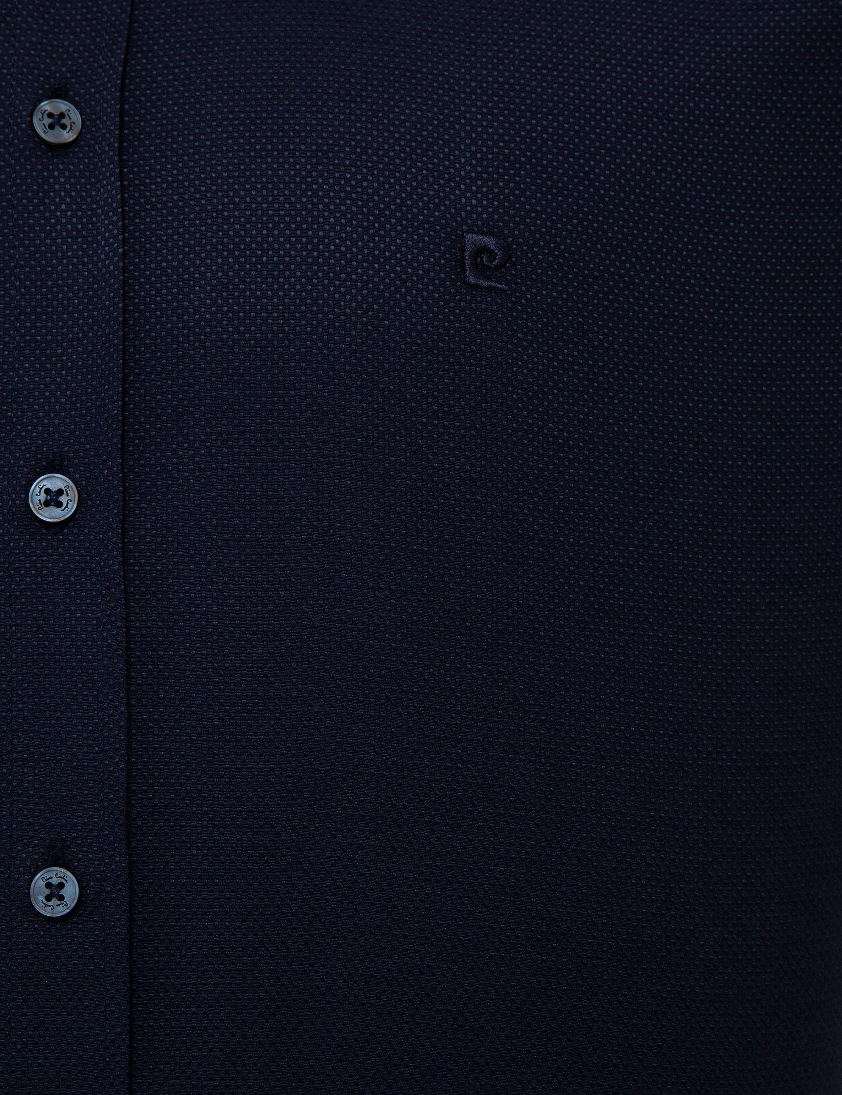 Lacivert Slim Fit Armürlü Gömlek