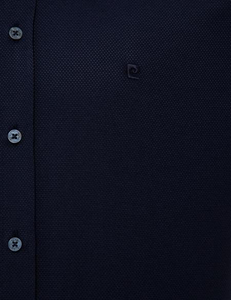 Lacivert Slim Fit Armürlü Gömlek - 50227370020