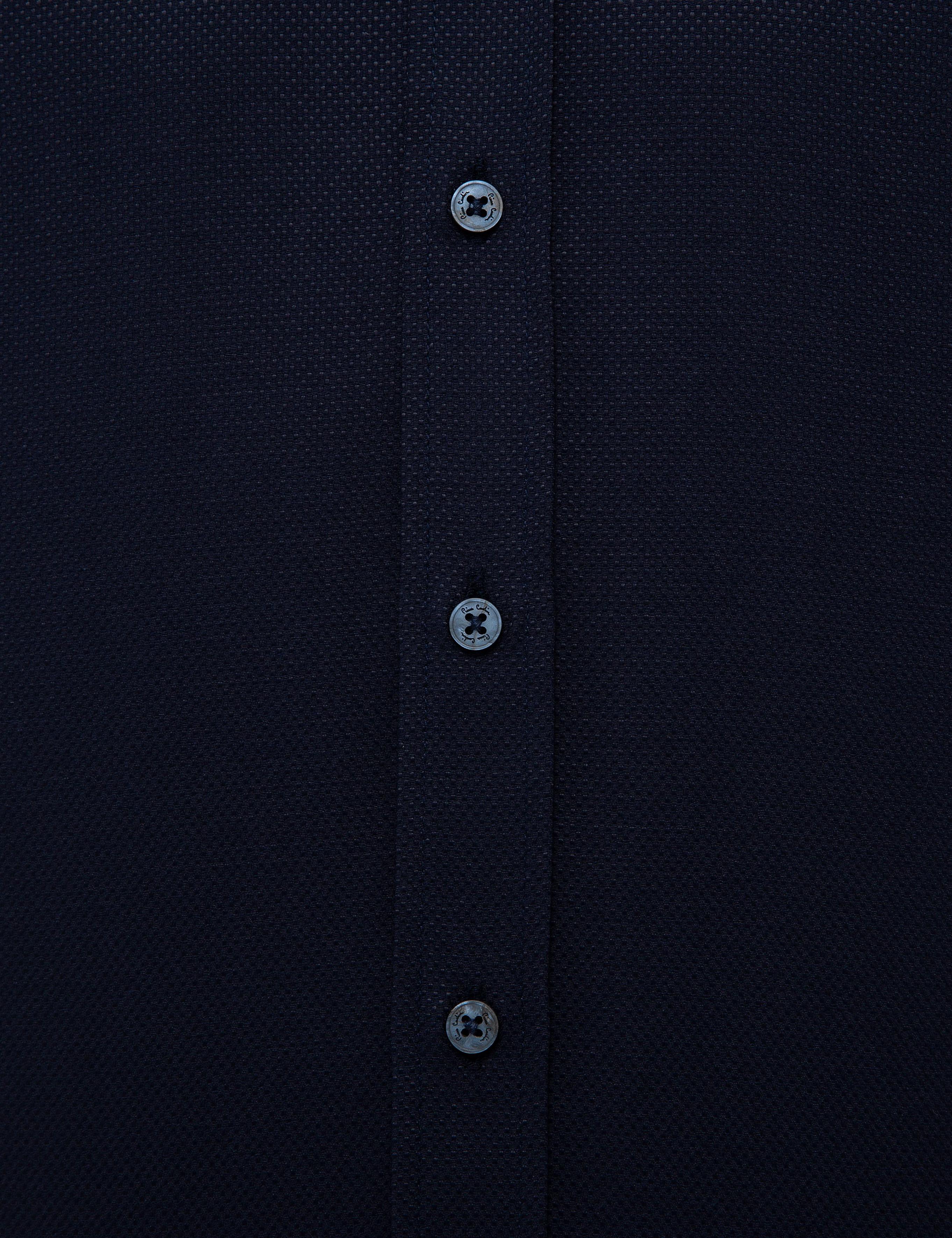 Lacivert Slim Fit Armürlü Gömlek