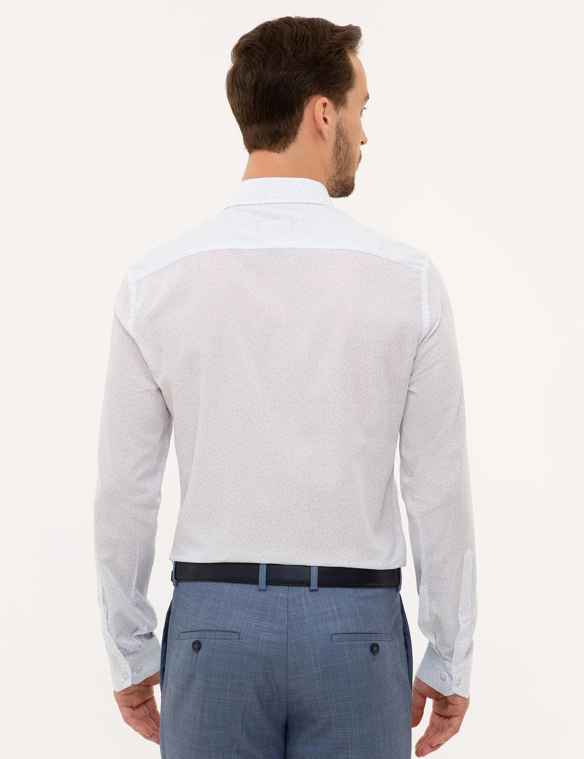 Mavi Detaylı Beyaz Slim Fit Gömlek - 50227327020