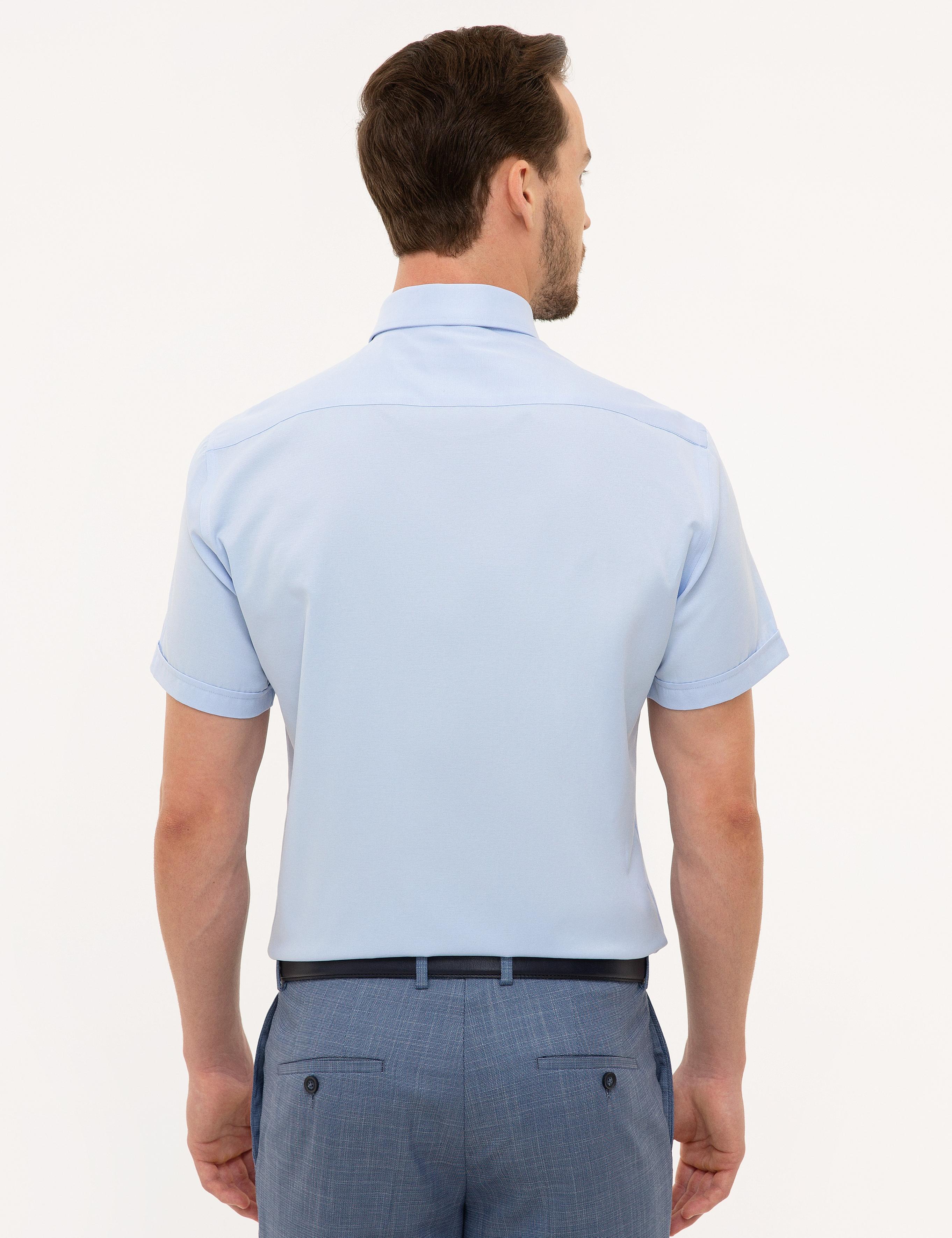 Açık Mavi Regular Fit Basic Kısa Kollu Gömlek