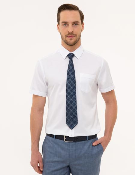 Beyaz Regular Fit Basic Kısa Kollu Gömlek - 50228346003
