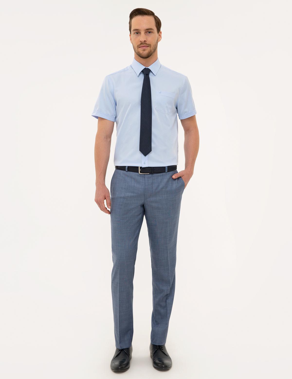 Açık Mavi Regular Fit Basic Kısa Kollu Gömlek - 50228346032