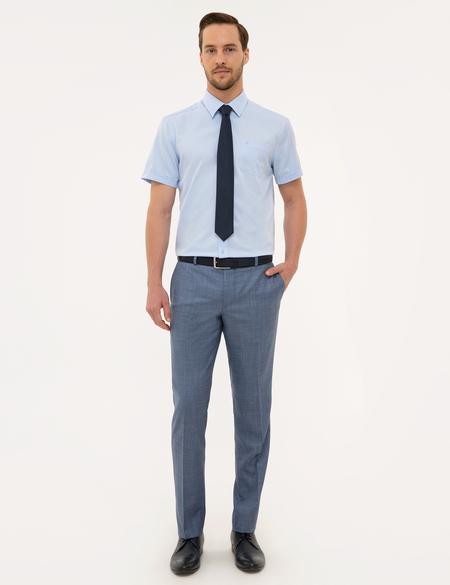 Açık Mavi Regular Fit Basic Kısa Kollu Gömlek - 50228346032