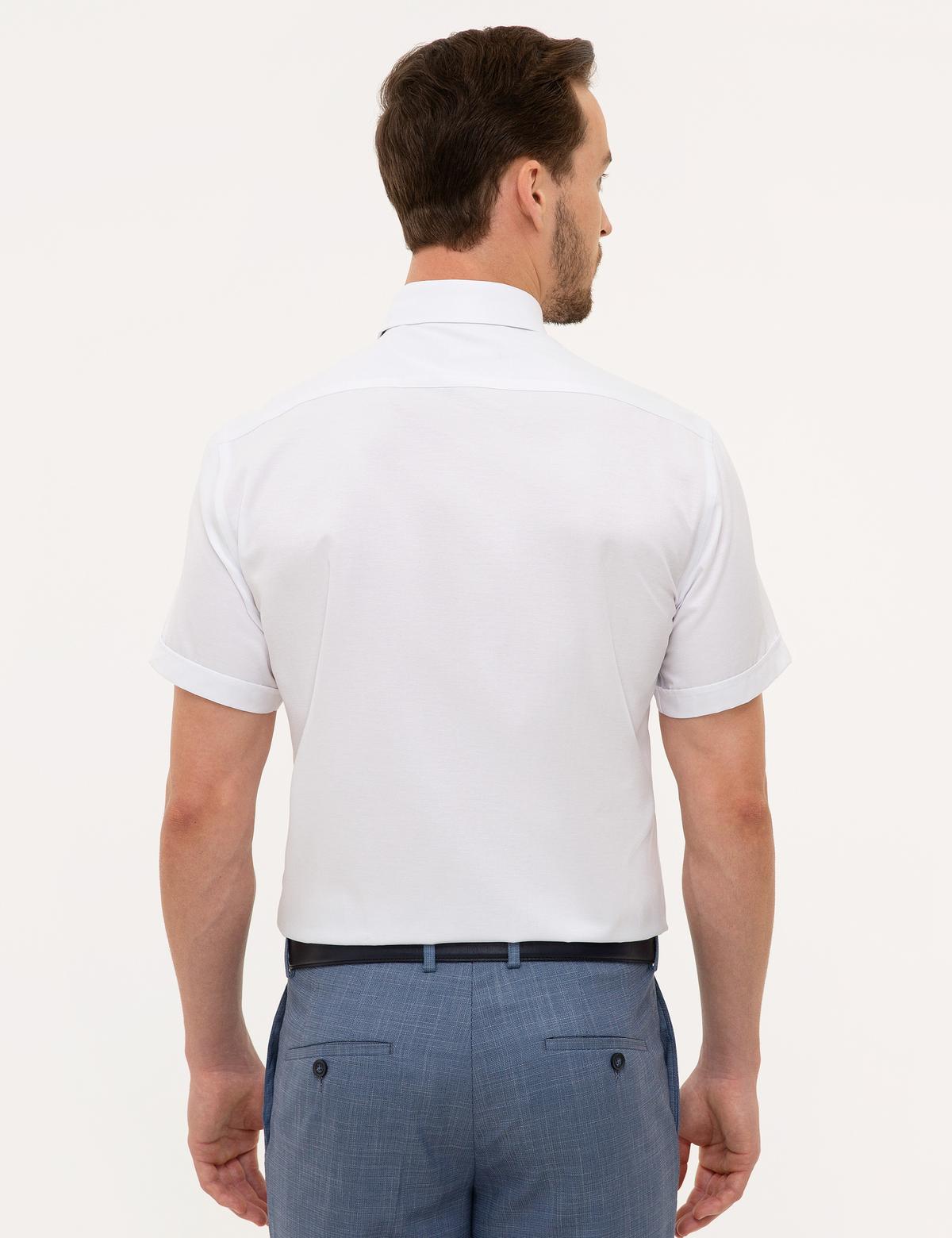 Beyaz Regular Fit Basic Kısa Kollu Gömlek - 50228346003