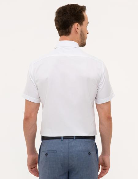 Beyaz Regular Fit Basic Kısa Kollu Gömlek - 50228346003