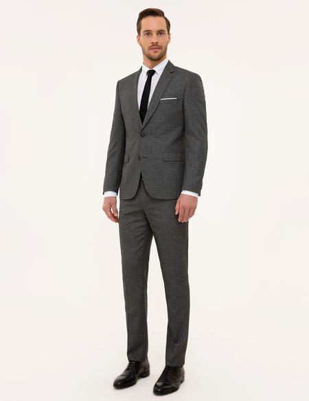 Ekose Füme Slim Fit Takım Elbise - 50230063059