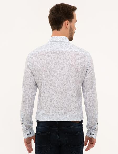 Lacivert Detaylı Beyaz Slim Fit Gömlek - 50227327011