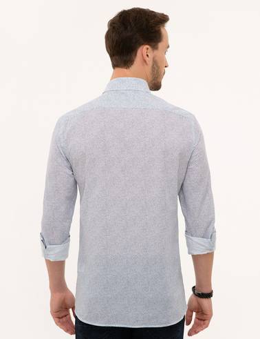 Lacivert Slim Fit Uzun Kollu Gömlek