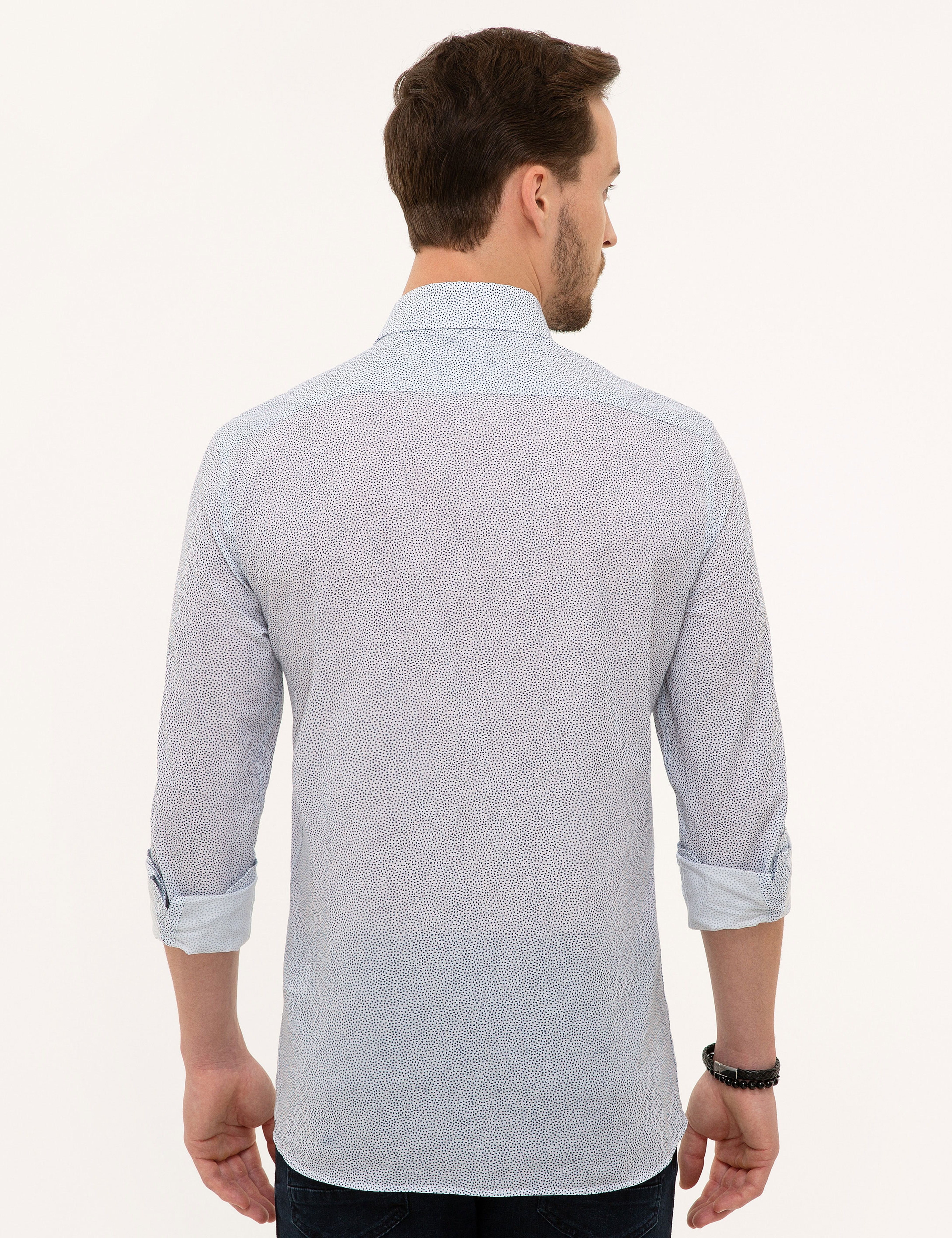 Lacivert Slim Fit Uzun Kollu Gömlek
