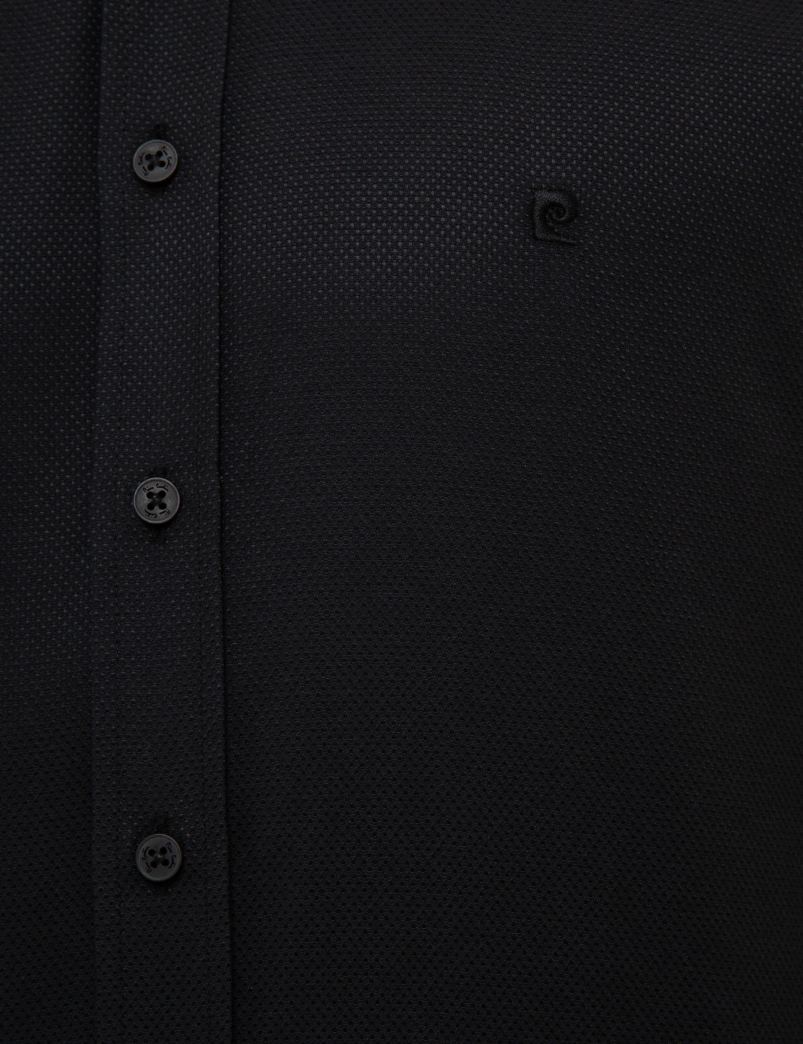 Siyah Slim Fit Armürlü Gömlek