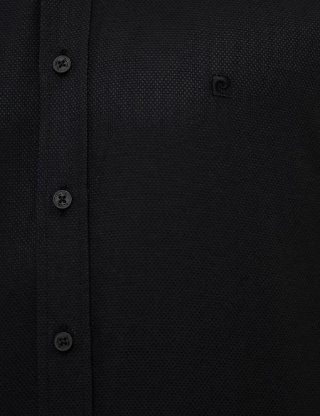 Siyah Slim Fit Armürlü Gömlek - 50227370033