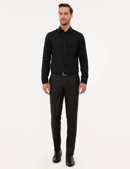 Siyah Slim Fit Armürlü Gömlek - 50227370033