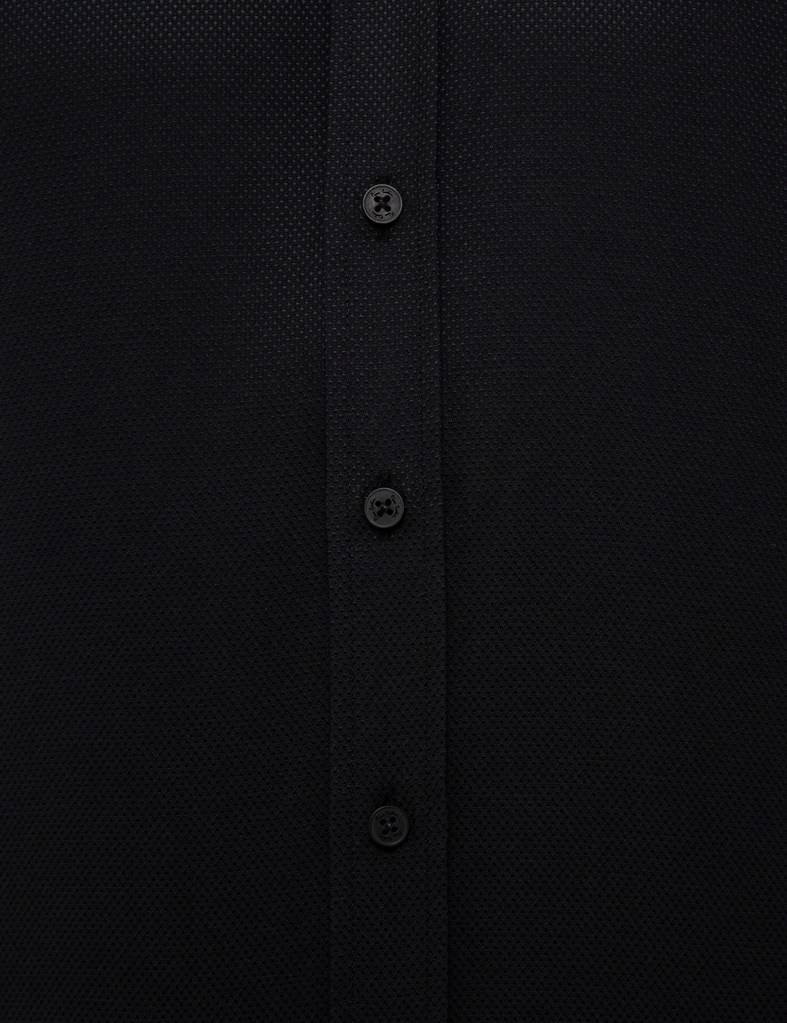 Siyah Slim Fit Armürlü Gömlek