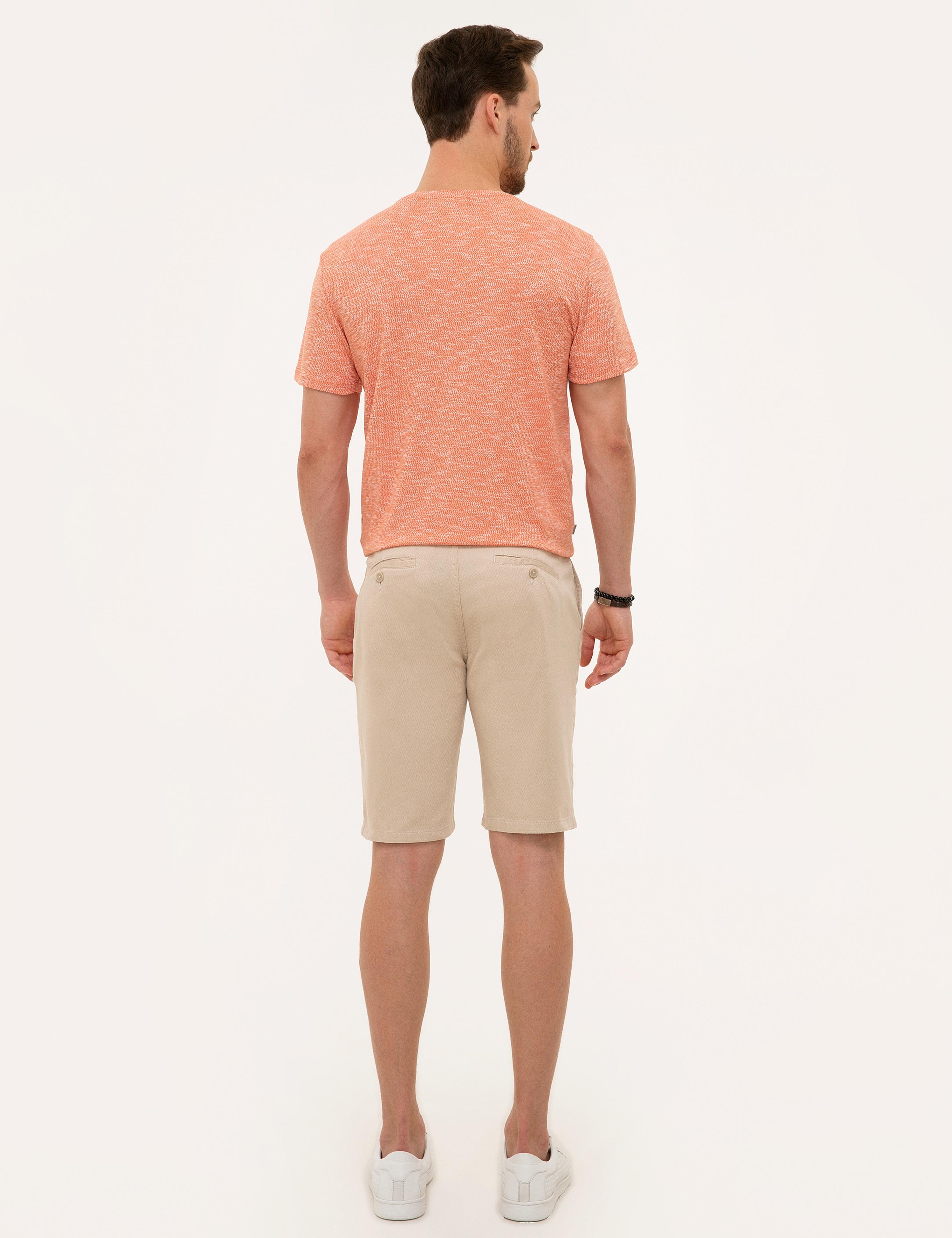 Bej Standart Fit Bermuda Şort