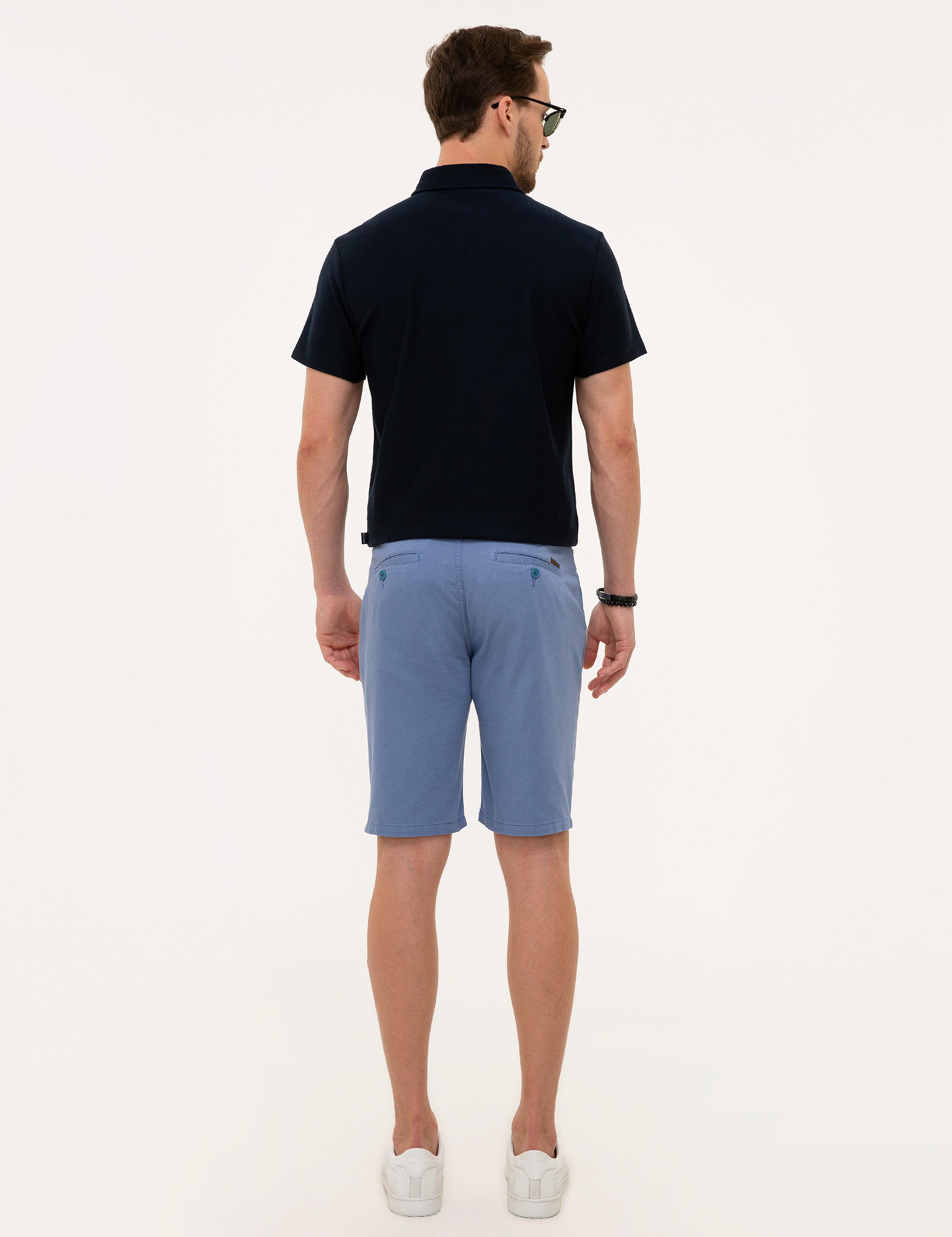 Mavi Standart Fit Bermuda Şort