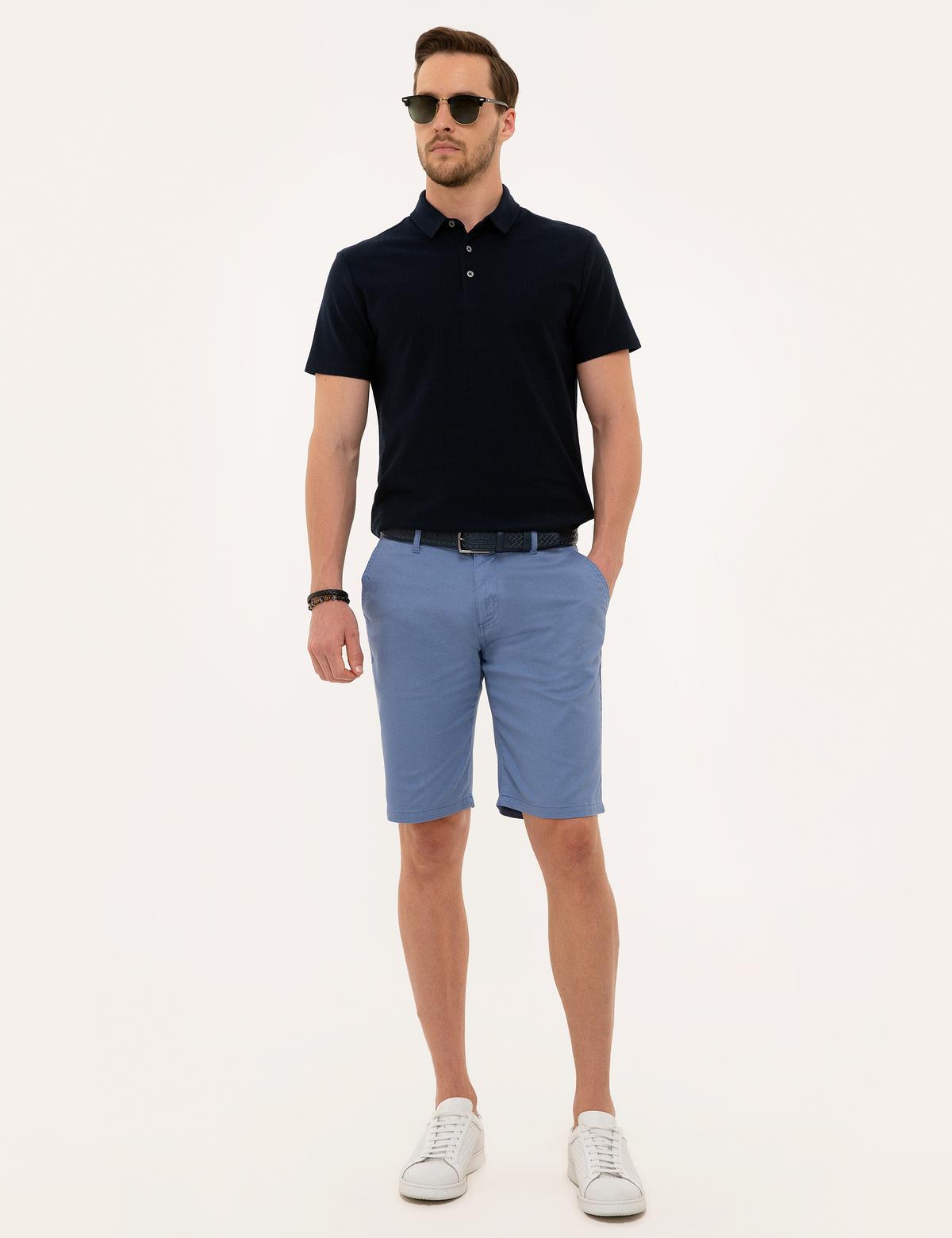 Mavi Standart Fit Bermuda Şort