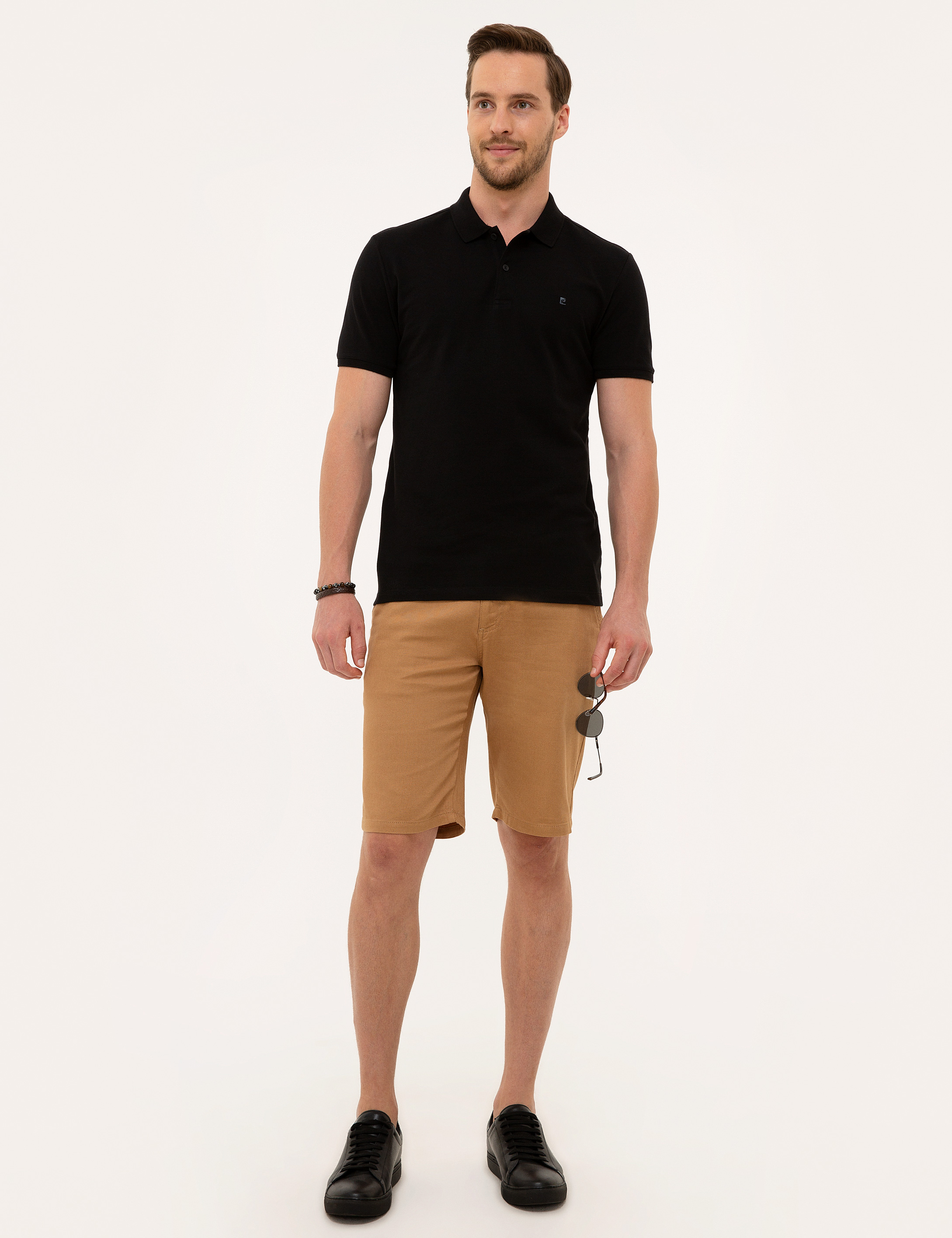 Siyah Slim Fit Basic Polo Yaka T-Shirt - Image 5