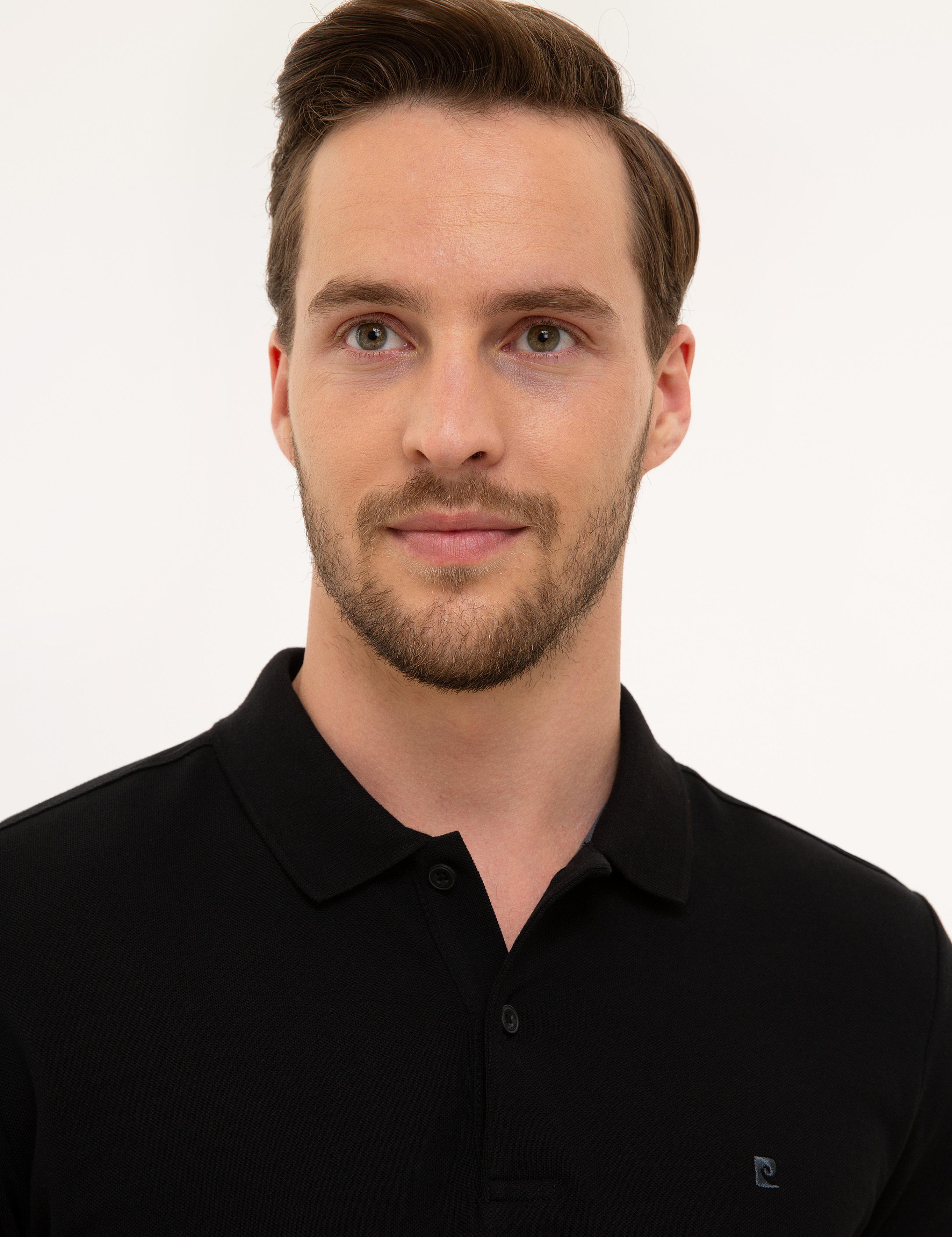 Siyah Slim Fit Basic Polo Yaka T-Shirt