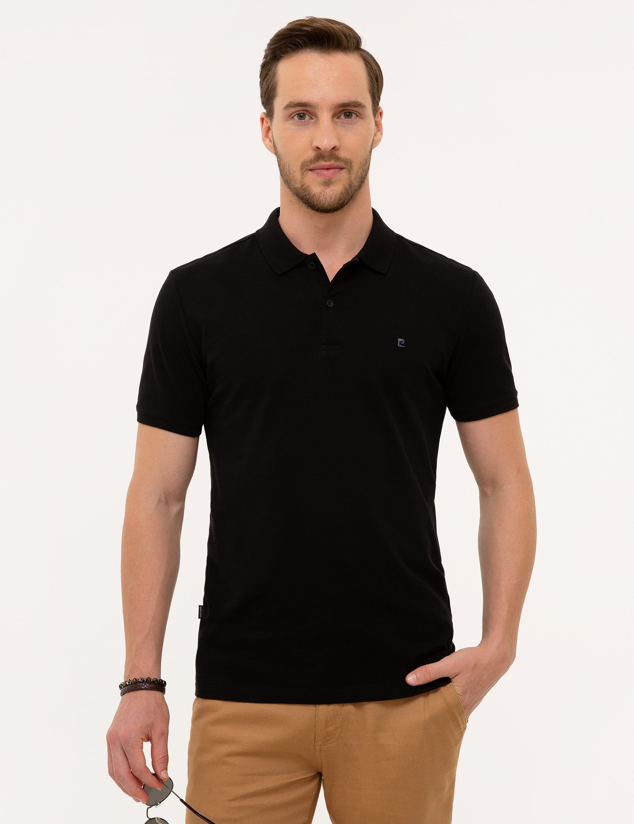 Siyah Slim Fit Basic Polo Yaka T-Shirt