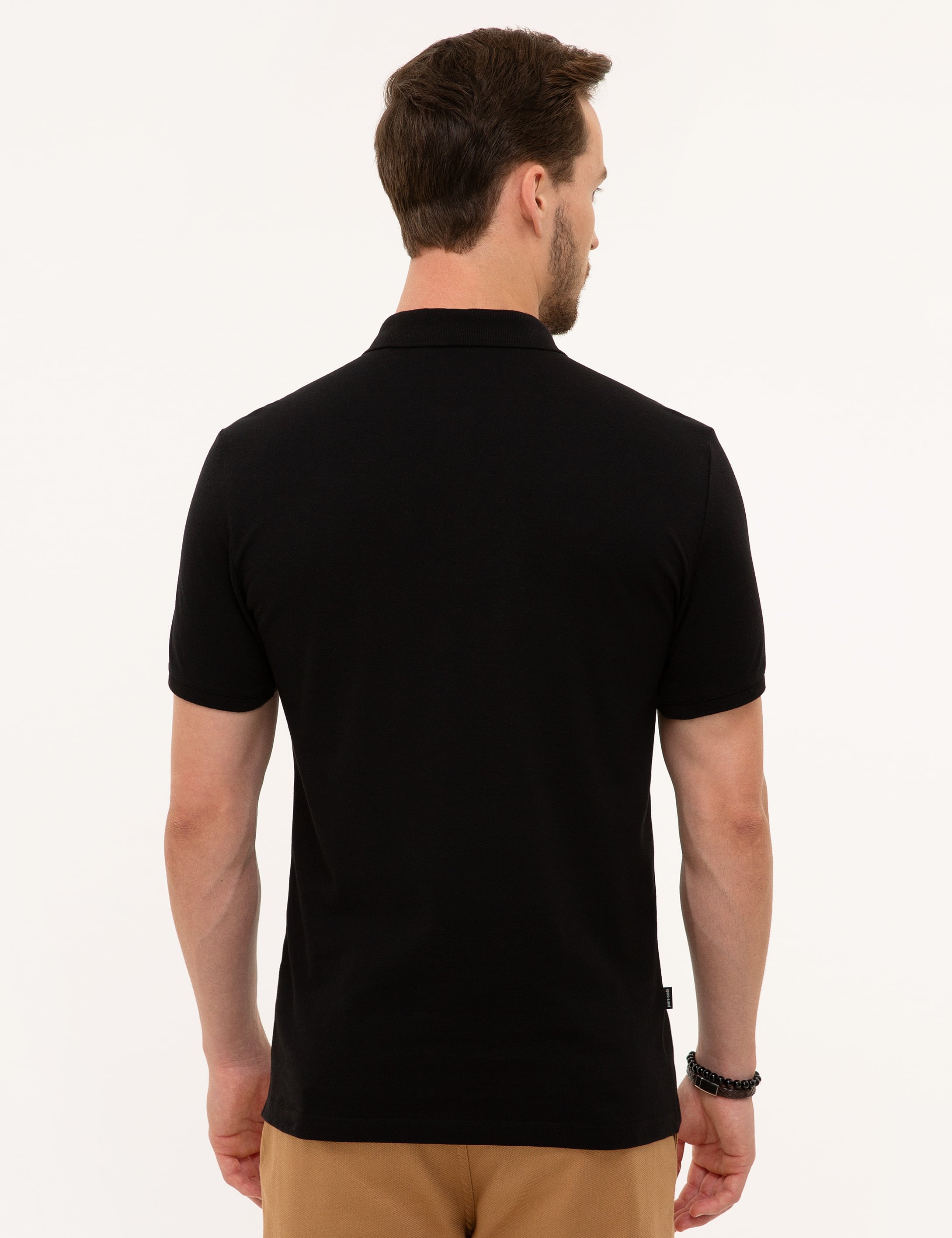 Siyah Slim Fit Basic Polo Yaka T-Shirt