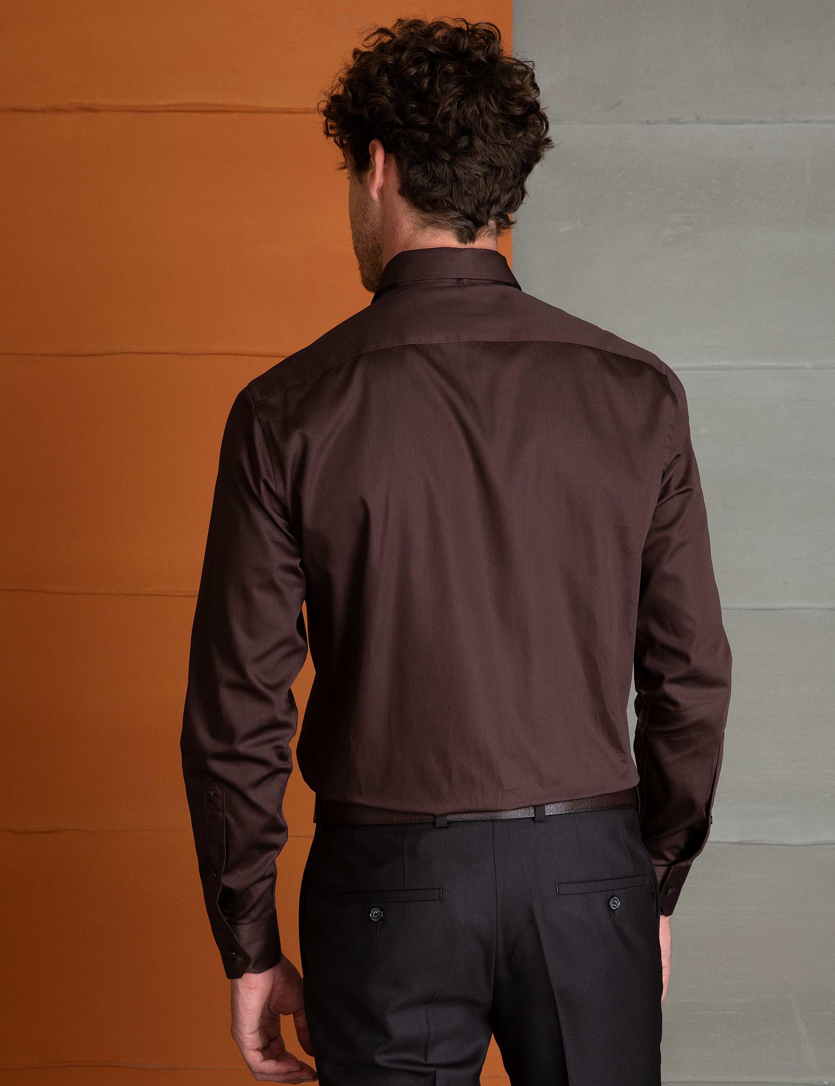 Kahverengi Slim Fit Gömlek