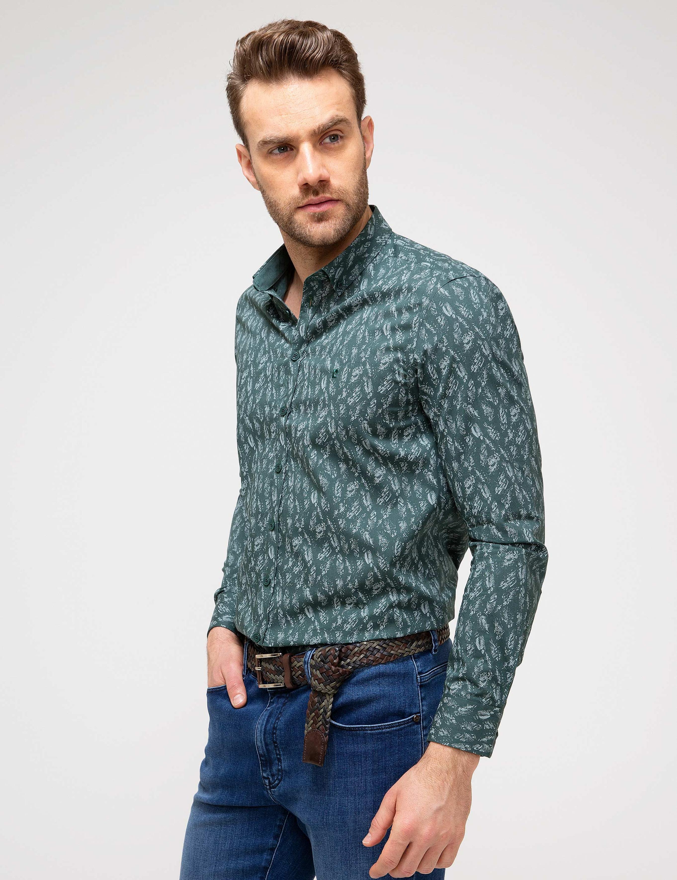 Yeşil Slim Fit Gömlek