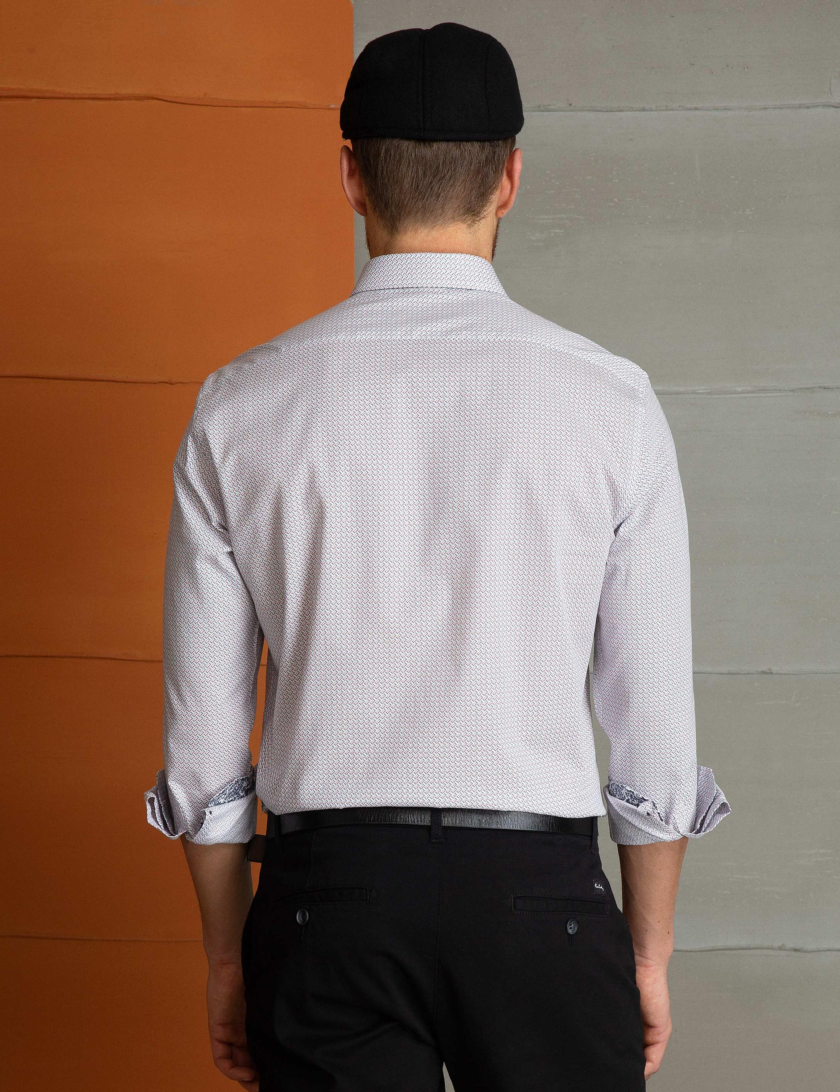 Kırmızı Slim Fit Uzun Kollu Gömlek