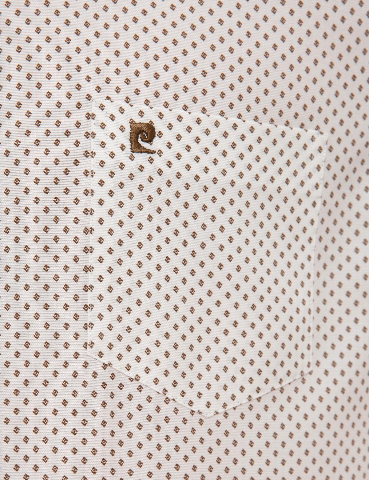 Kahverengi Detaylı Beyaz Regular Fit Kısa Kollu Gömlek - 50224381003