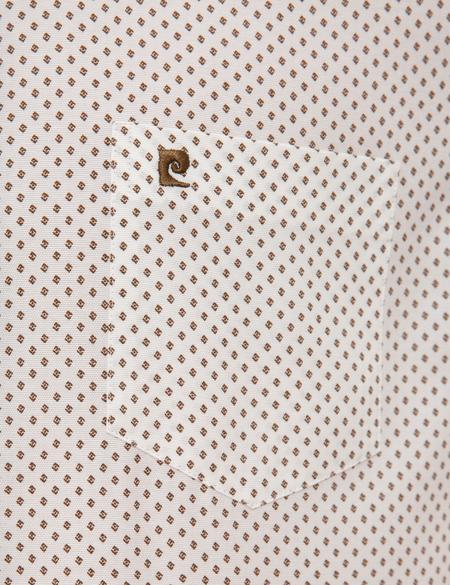 Kahverengi Detaylı Beyaz Regular Fit Kısa Kollu Gömlek - 50224381003