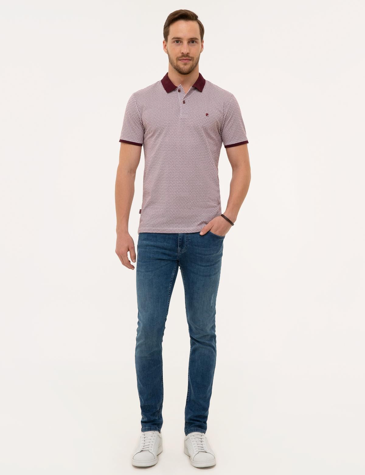 Bordo Slim Fit Polo Yaka T-Shirt - 50226637010