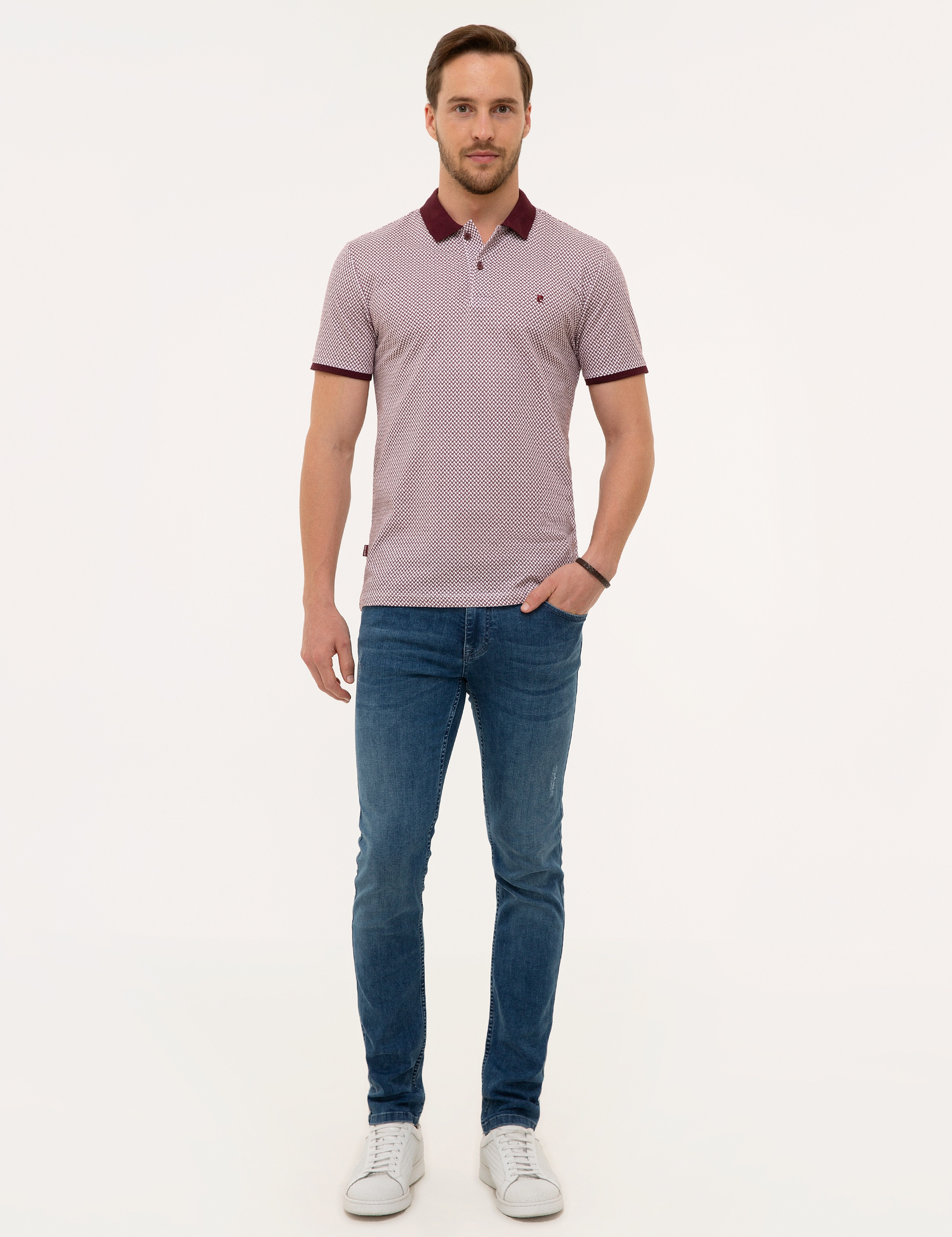 Bordo Slim Fit Polo Yaka T-Shirt - Image 4