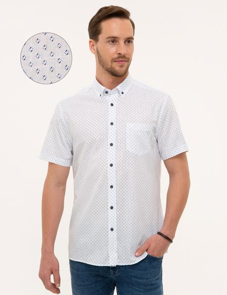Beyaz Regular Fit Kısa Kollu Gömlek - 50227418004