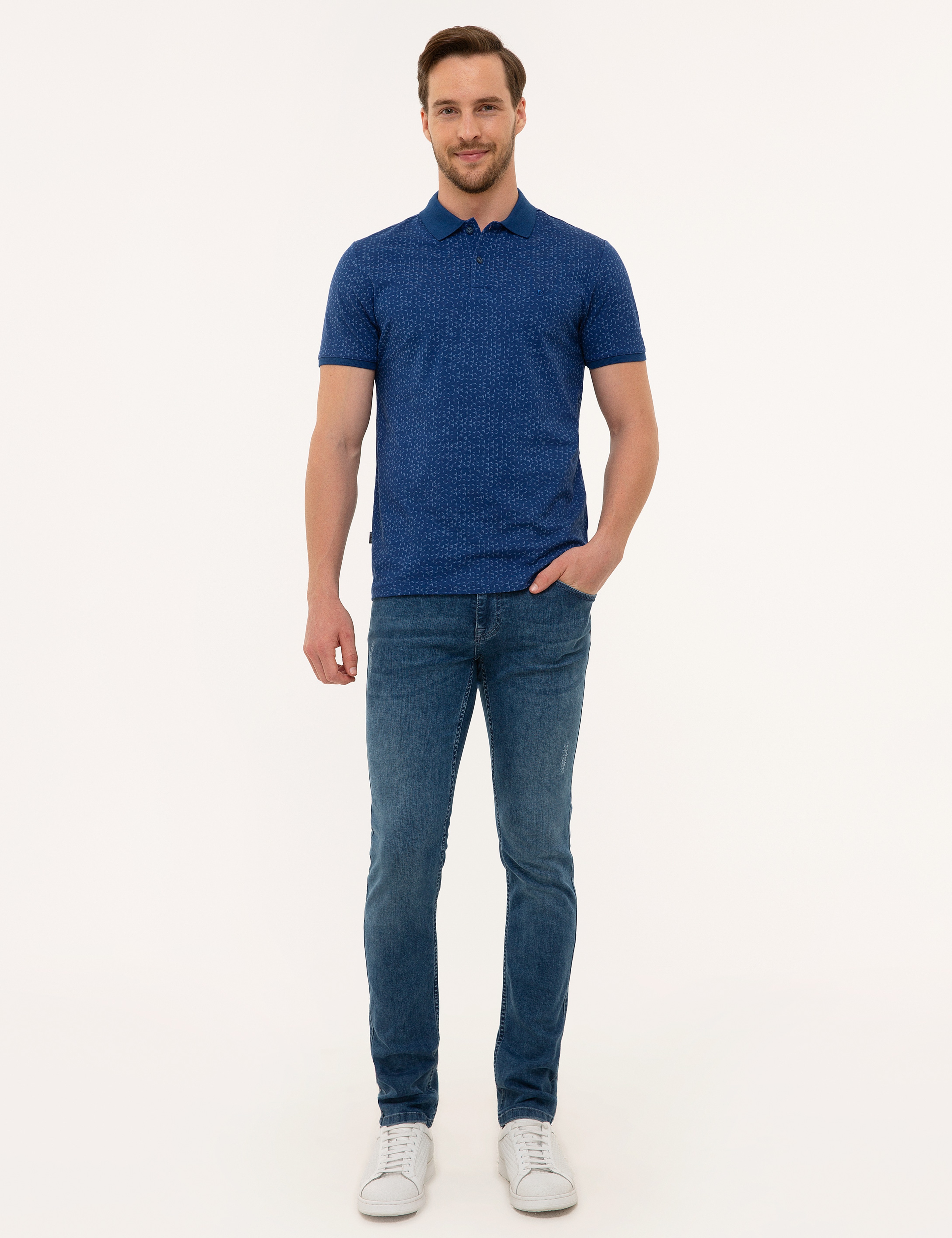 Lacivert Slim Fit Polo Yaka T-Shirt - Image 4