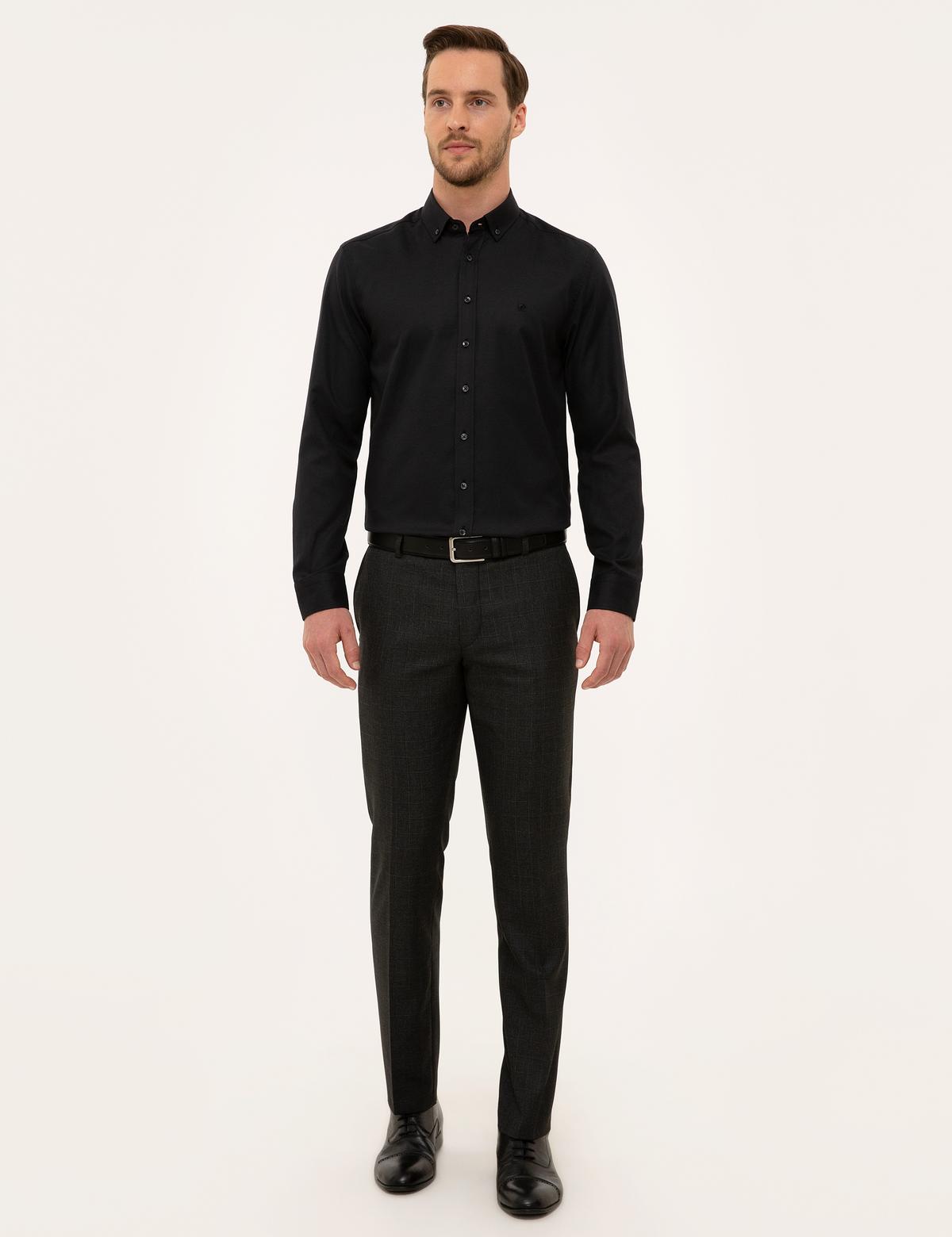 Siyah Slim Fit Oxford Gömlek - 50231259034