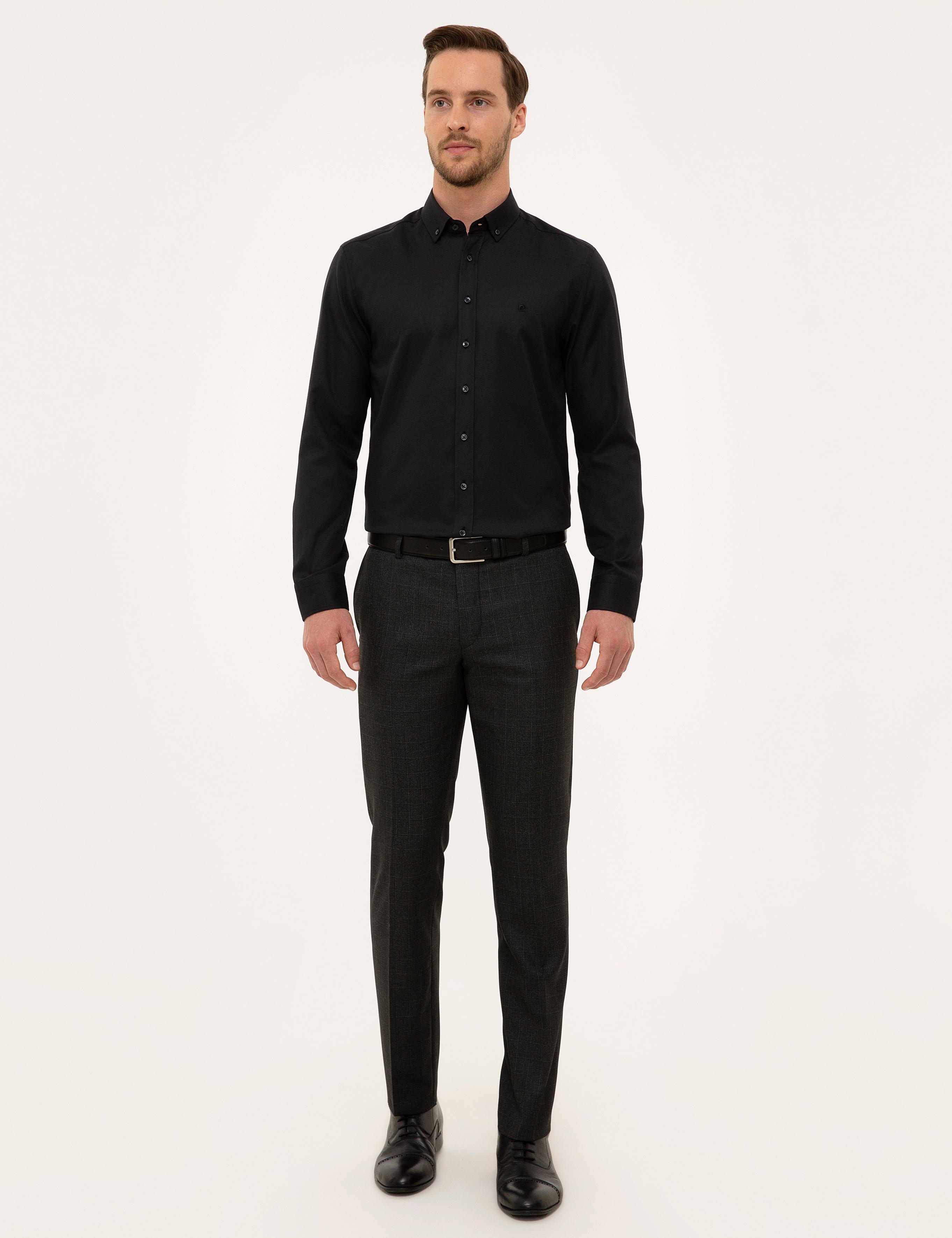 Siyah Slim Fit Oxford Gömlek