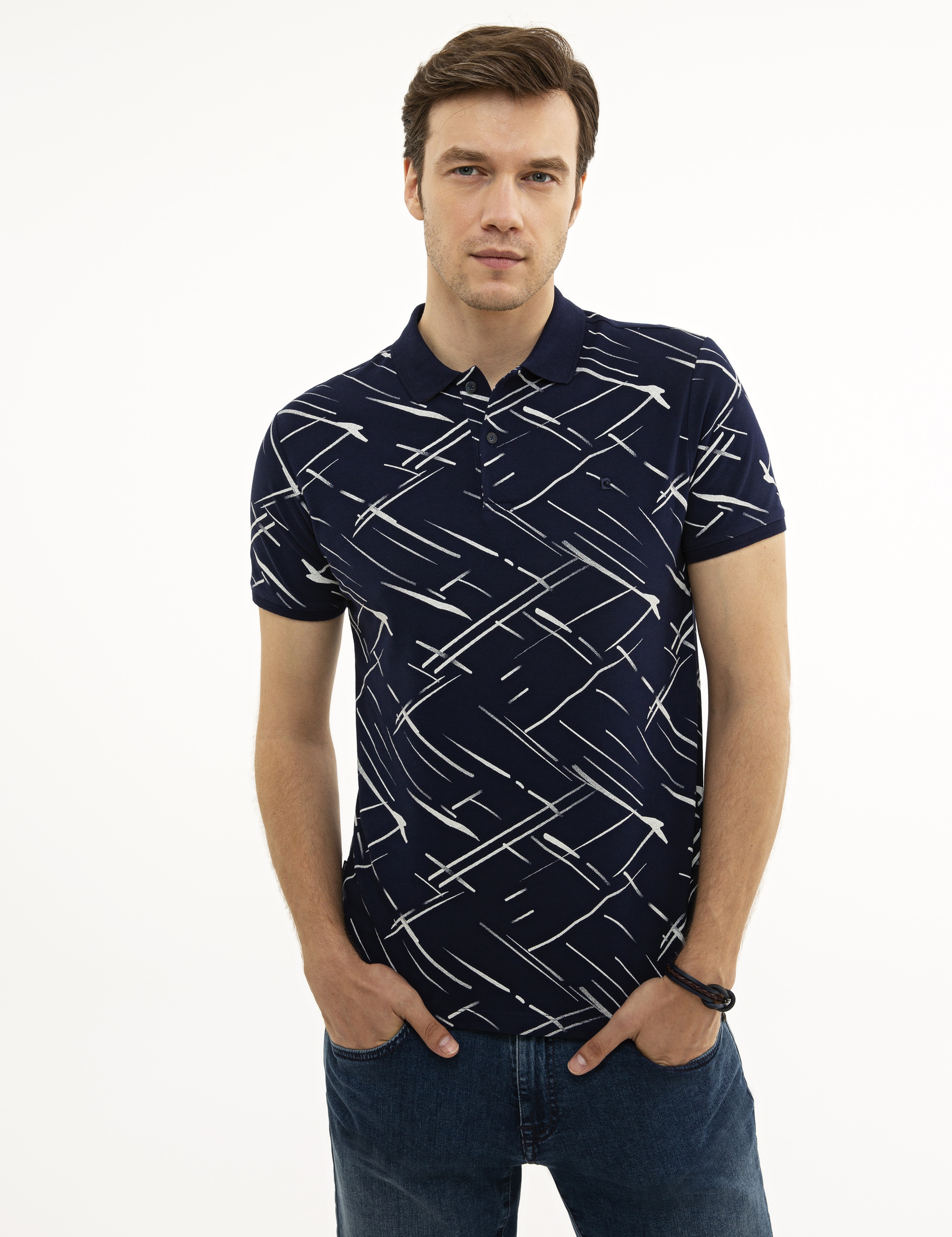 Lacivert Slim Fit Polo Yaka T-Shirt - Image 2